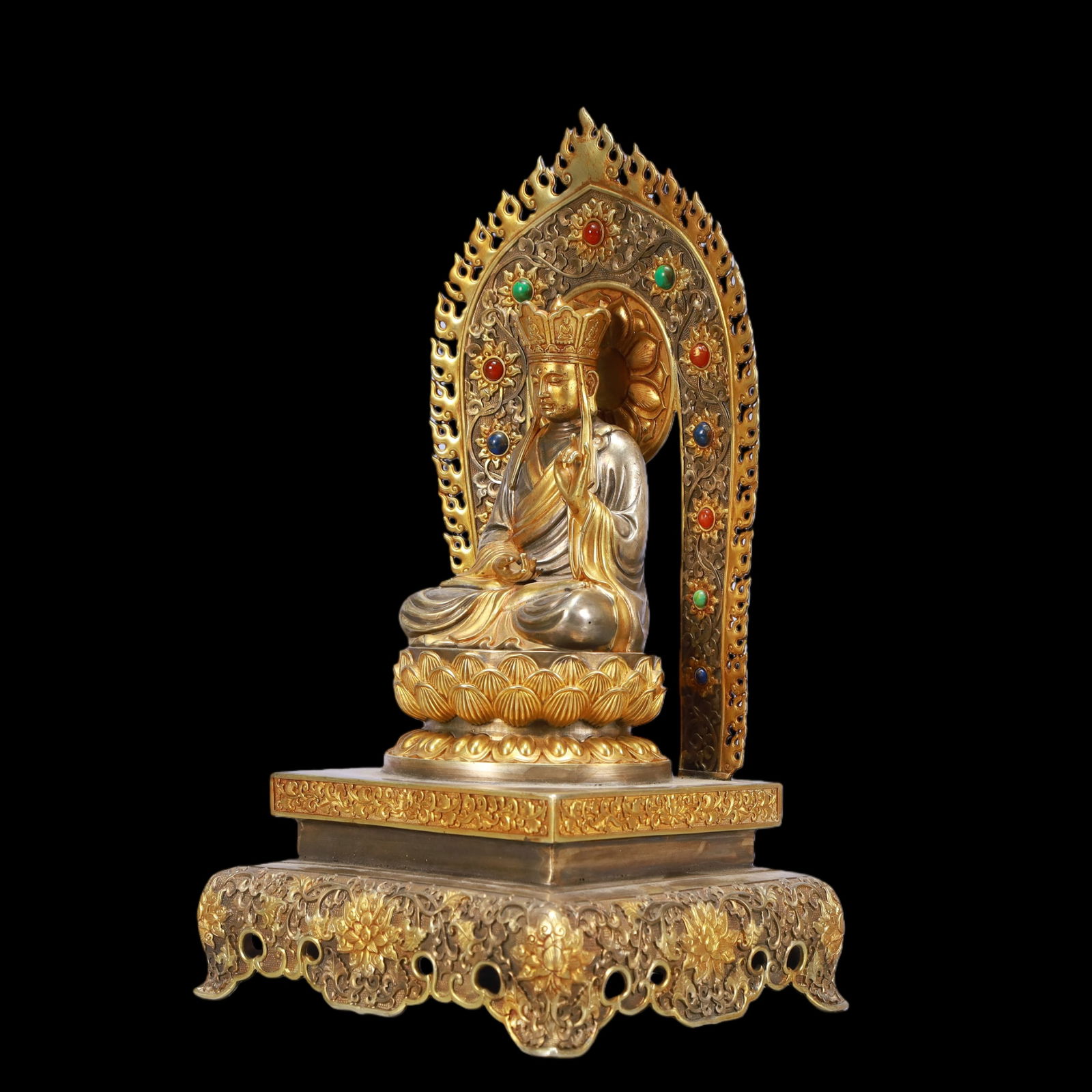 A Exquisite Gilt Silver Buddha statue - 4