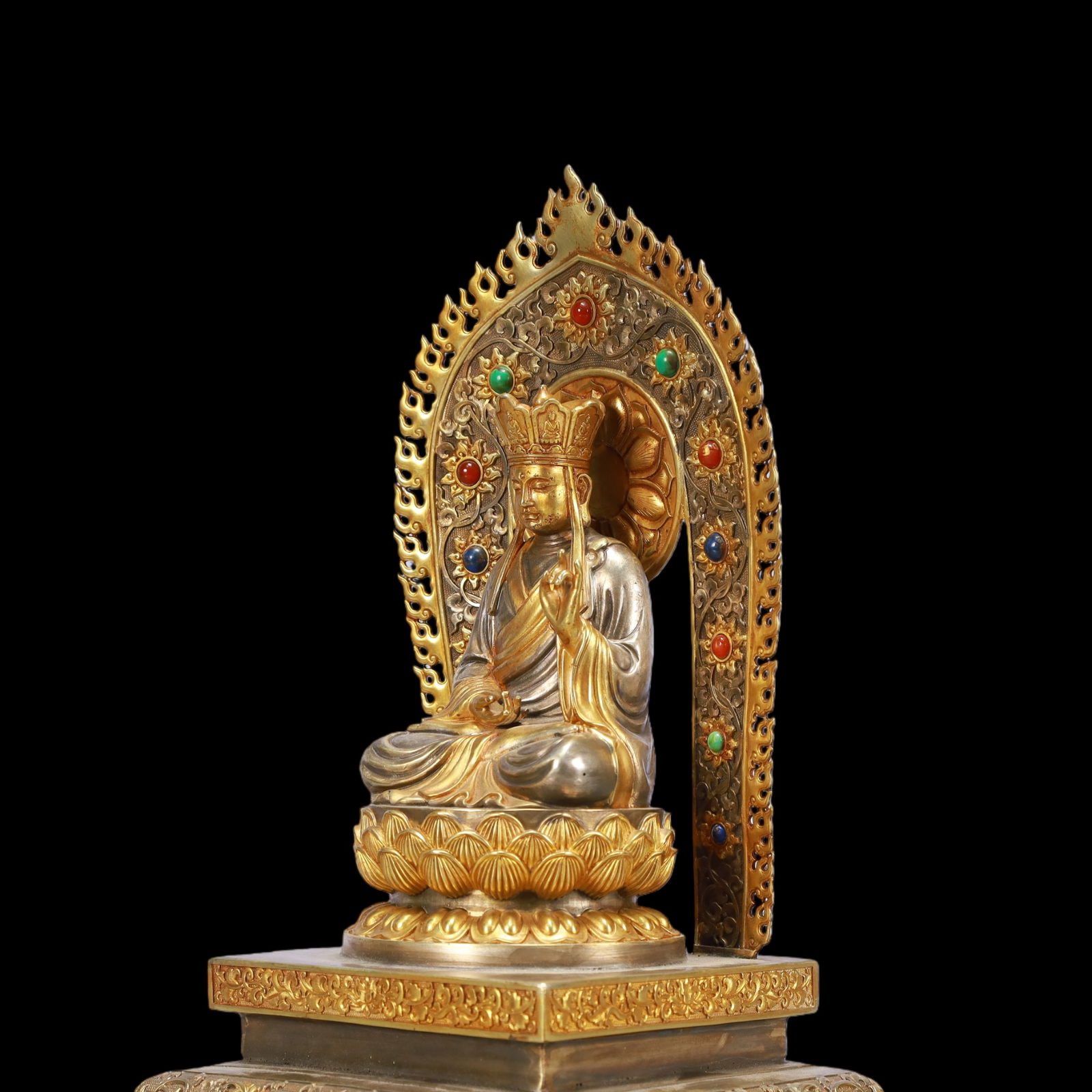 A Exquisite Gilt Silver Buddha statue - 5