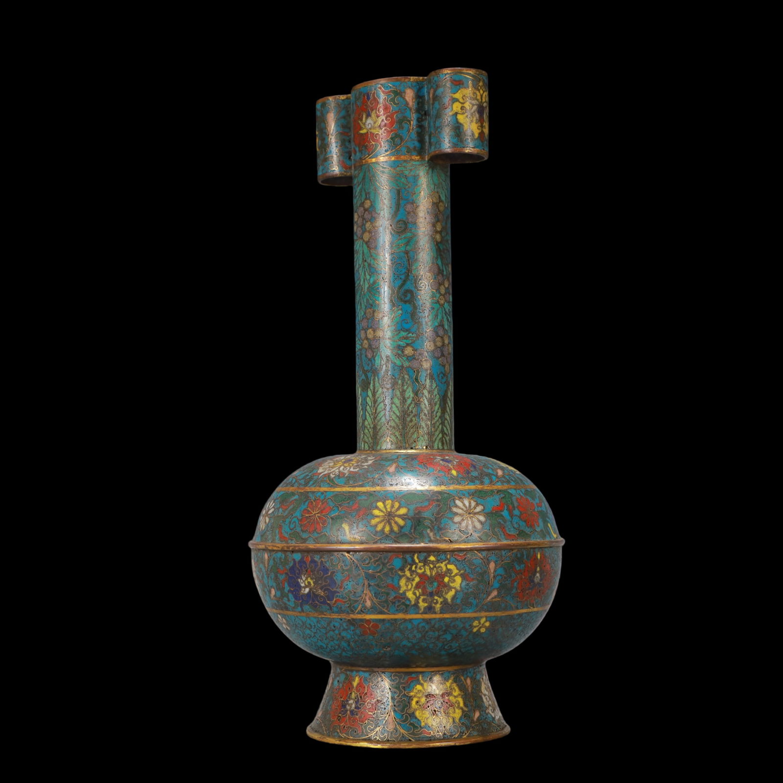 A Exquisite Cloisonne Lotus Pattern Double-Ears Vase - 4