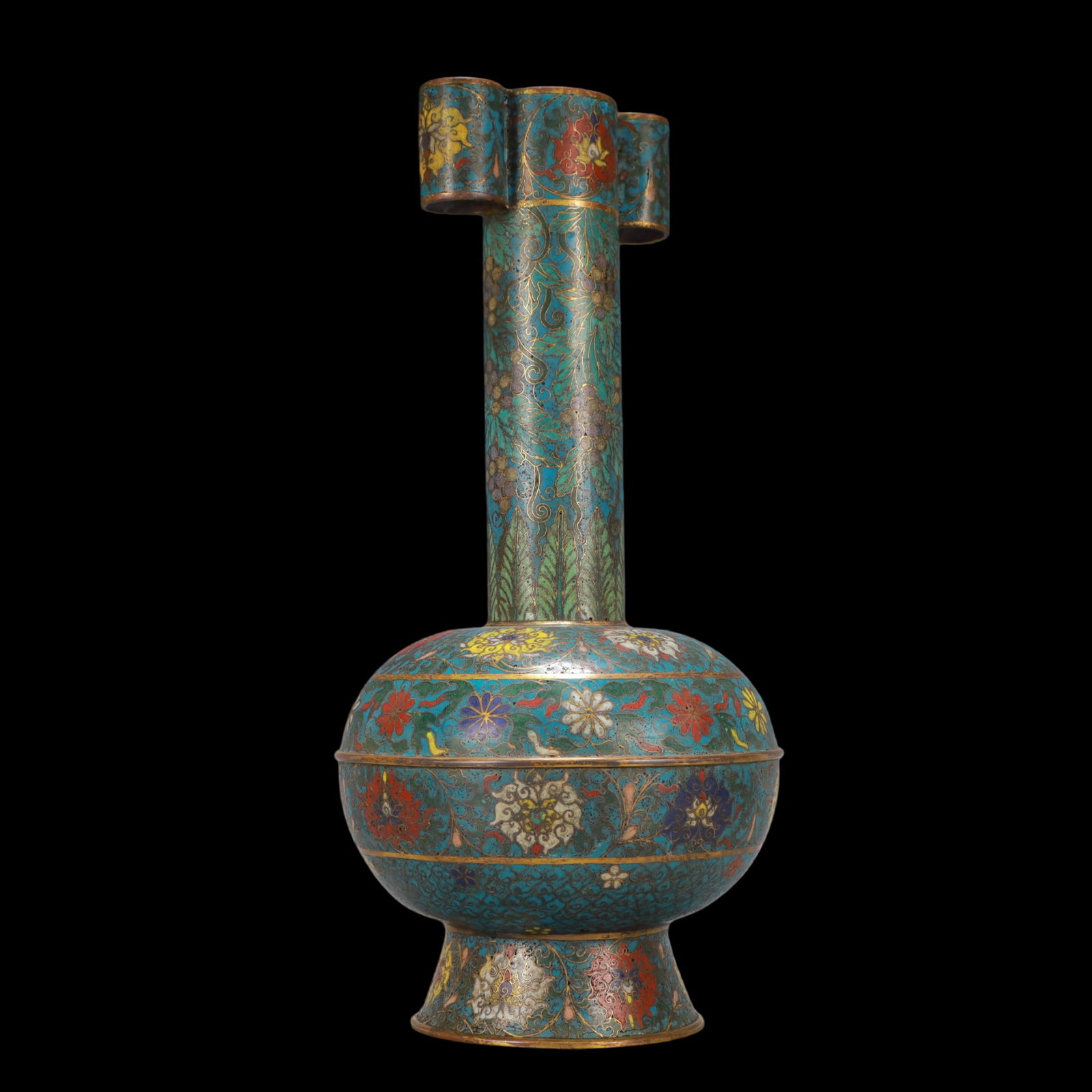 A Exquisite Cloisonne Lotus Pattern Double-Ears Vase - 6