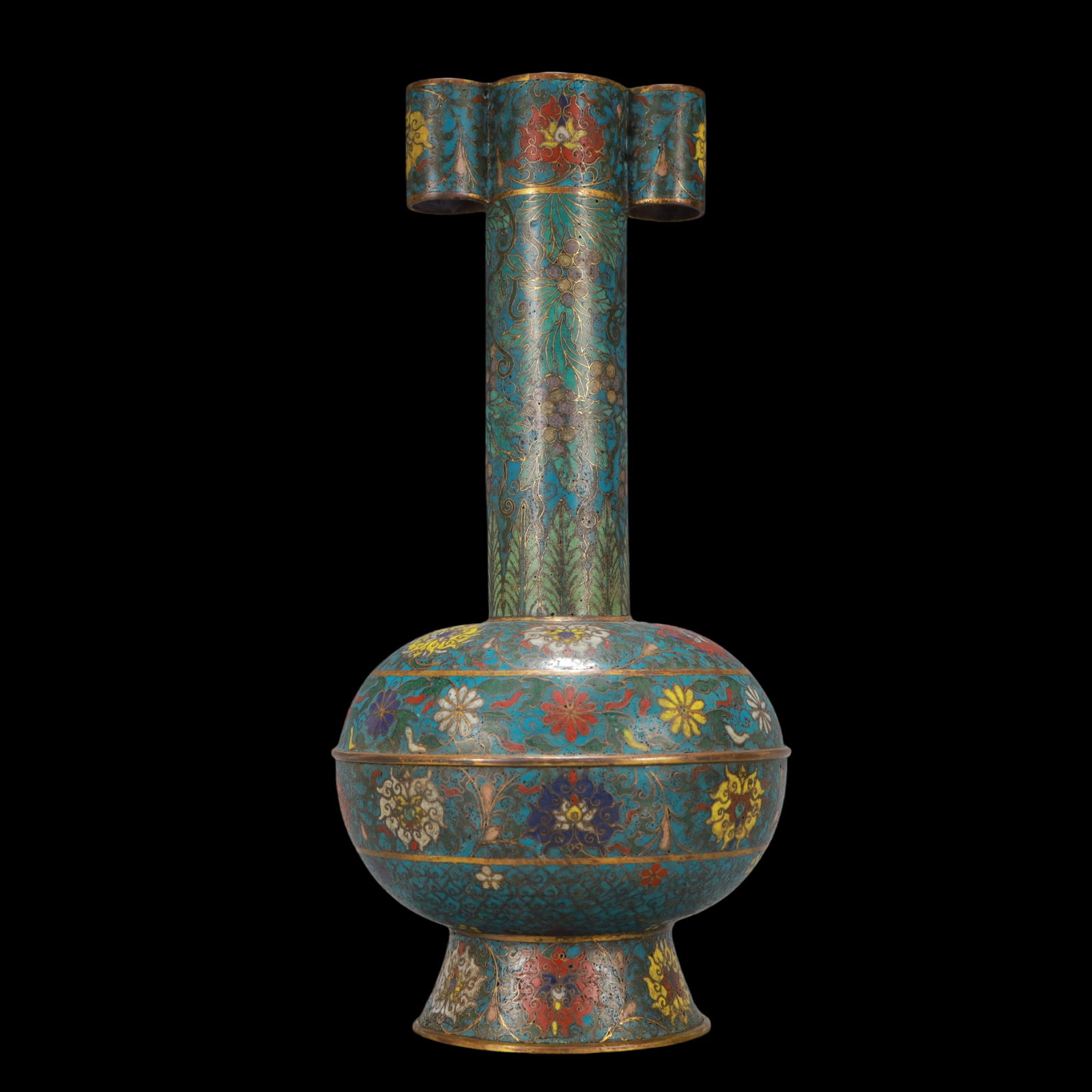 A Exquisite Cloisonne Lotus Pattern Double-Ears Vase - 7