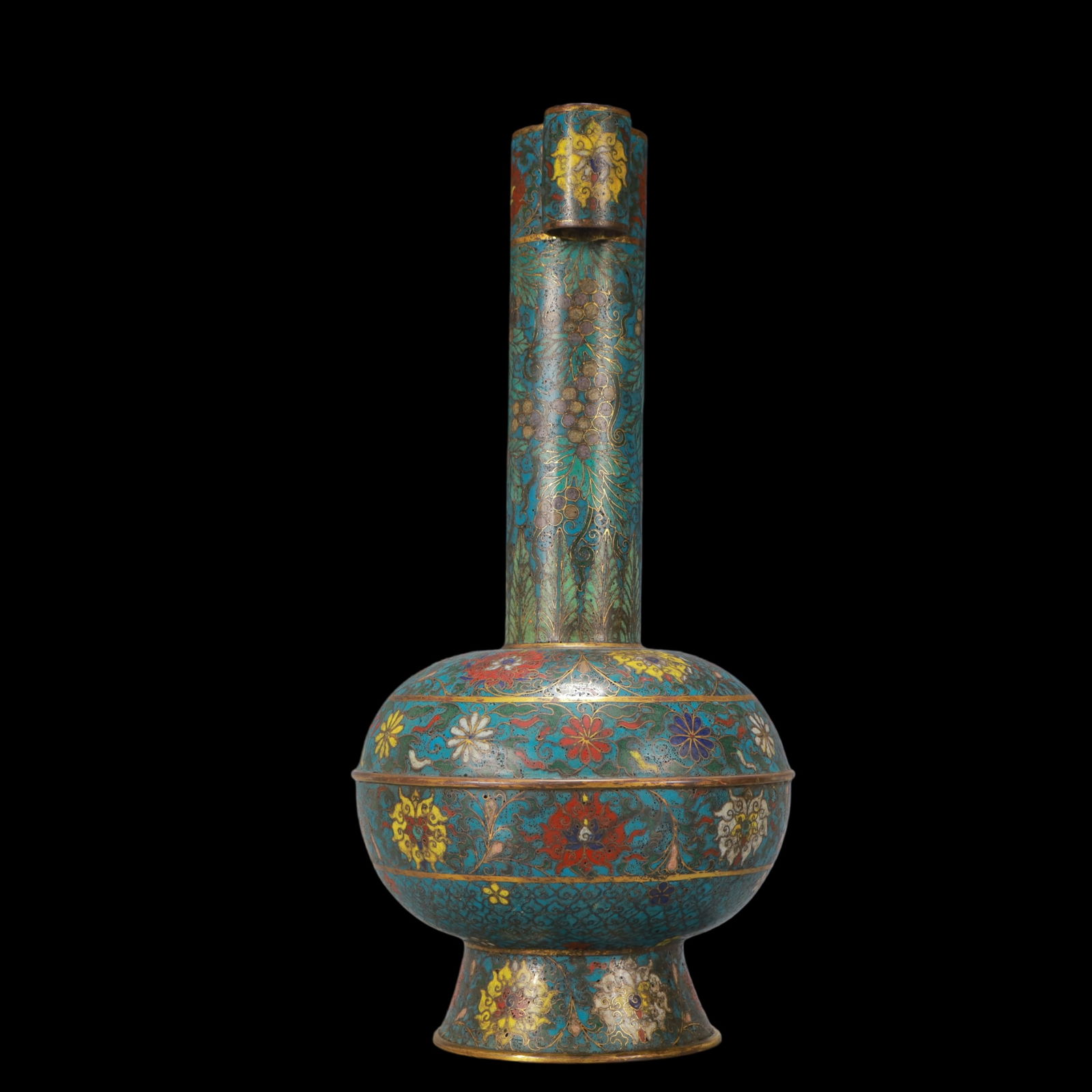 A Exquisite Cloisonne Lotus Pattern Double-Ears Vase - 8