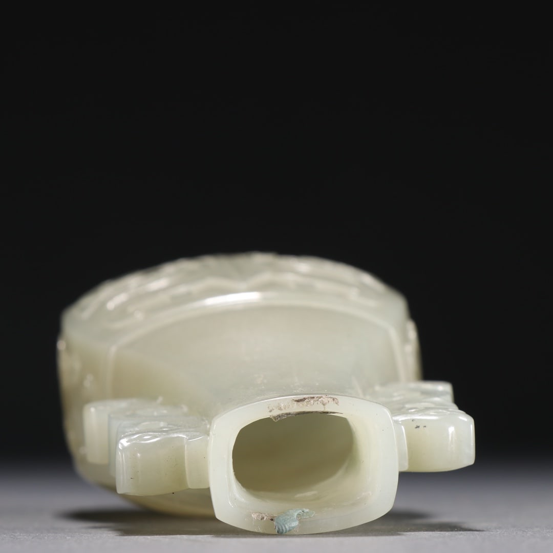 An Exquisite White Jade Beast-Face Pattern Double-Ears Vase - 8