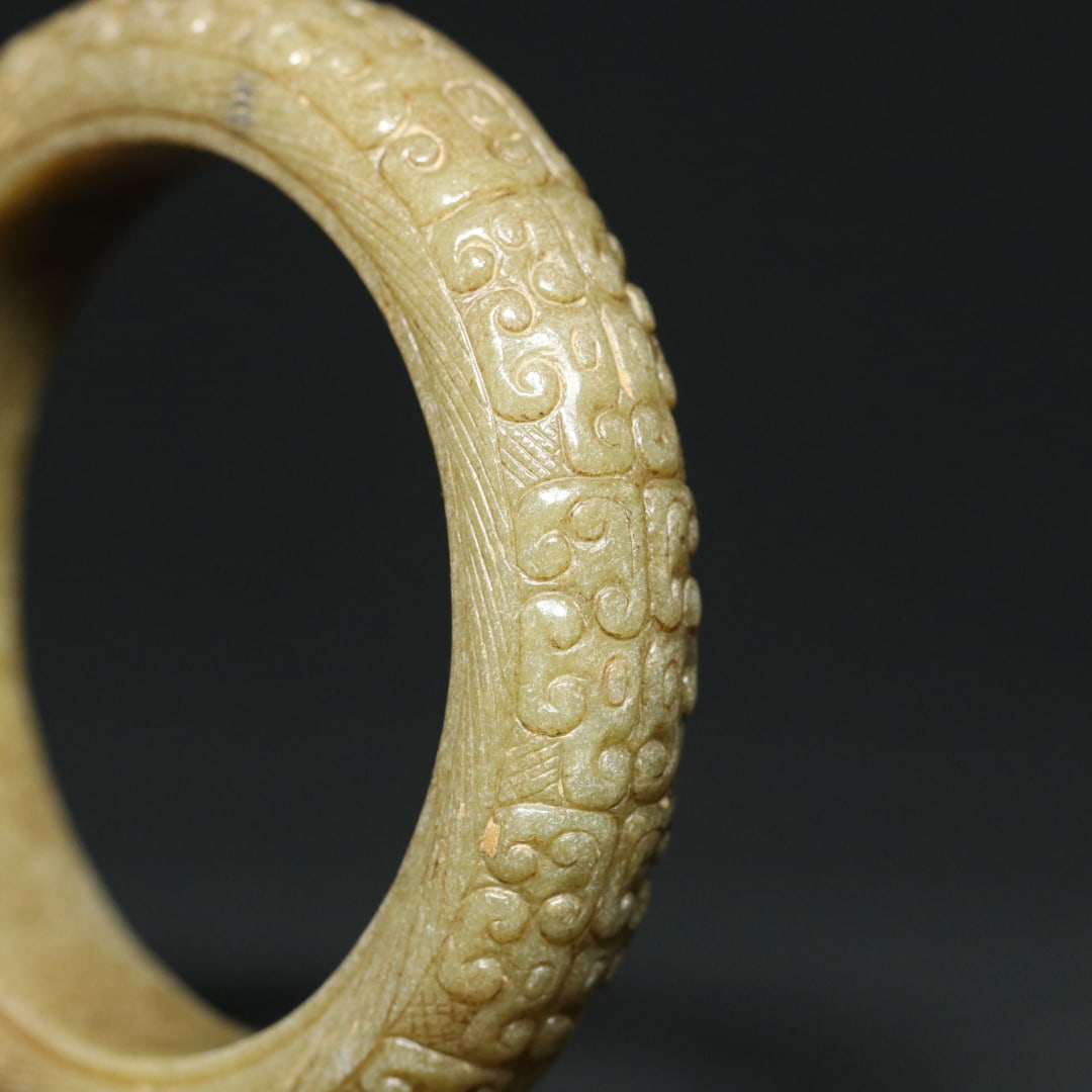 An Exquisite White Jade Beast-Face Pattern Dragon Pattern Bracelets - 5