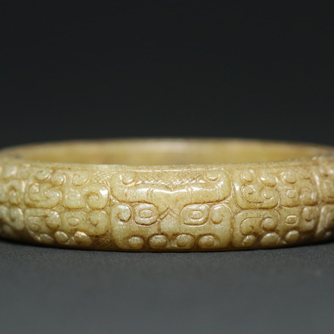 An Exquisite White Jade Beast-Face Pattern Dragon Pattern Bracelets - 7