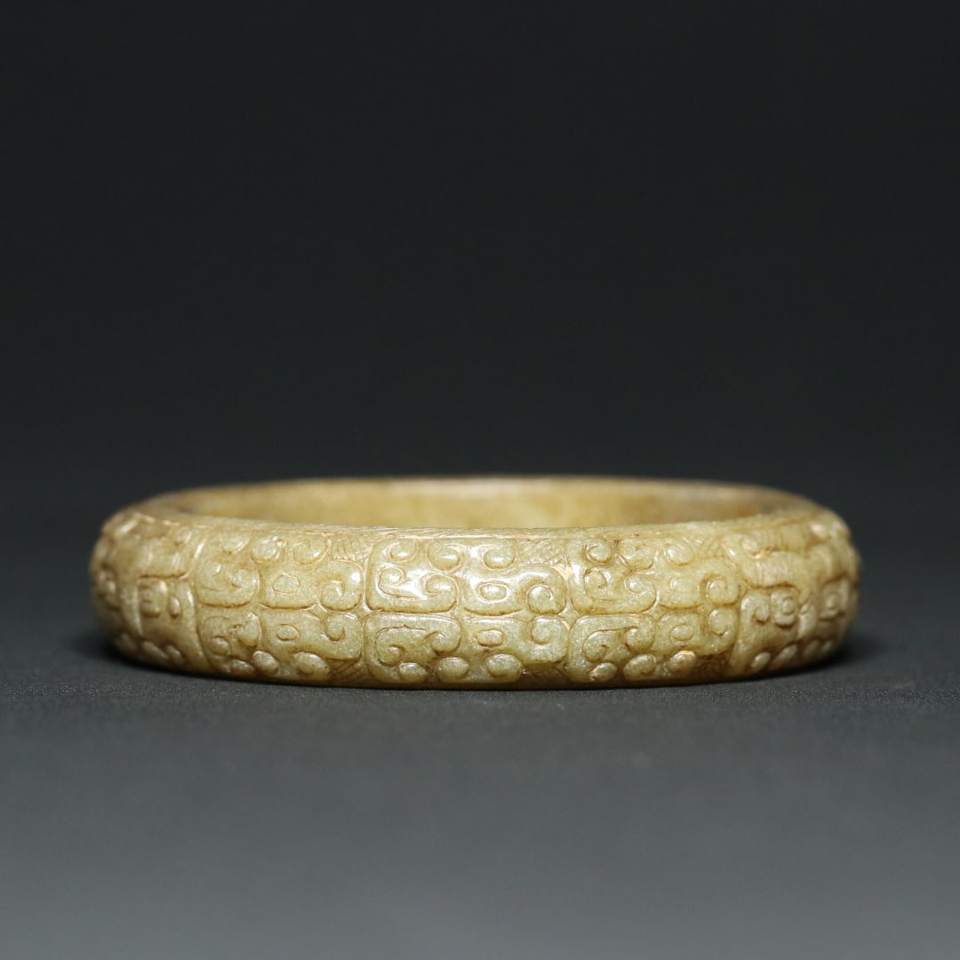 An Exquisite White Jade Beast-Face Pattern Dragon Pattern Bracelets - 8