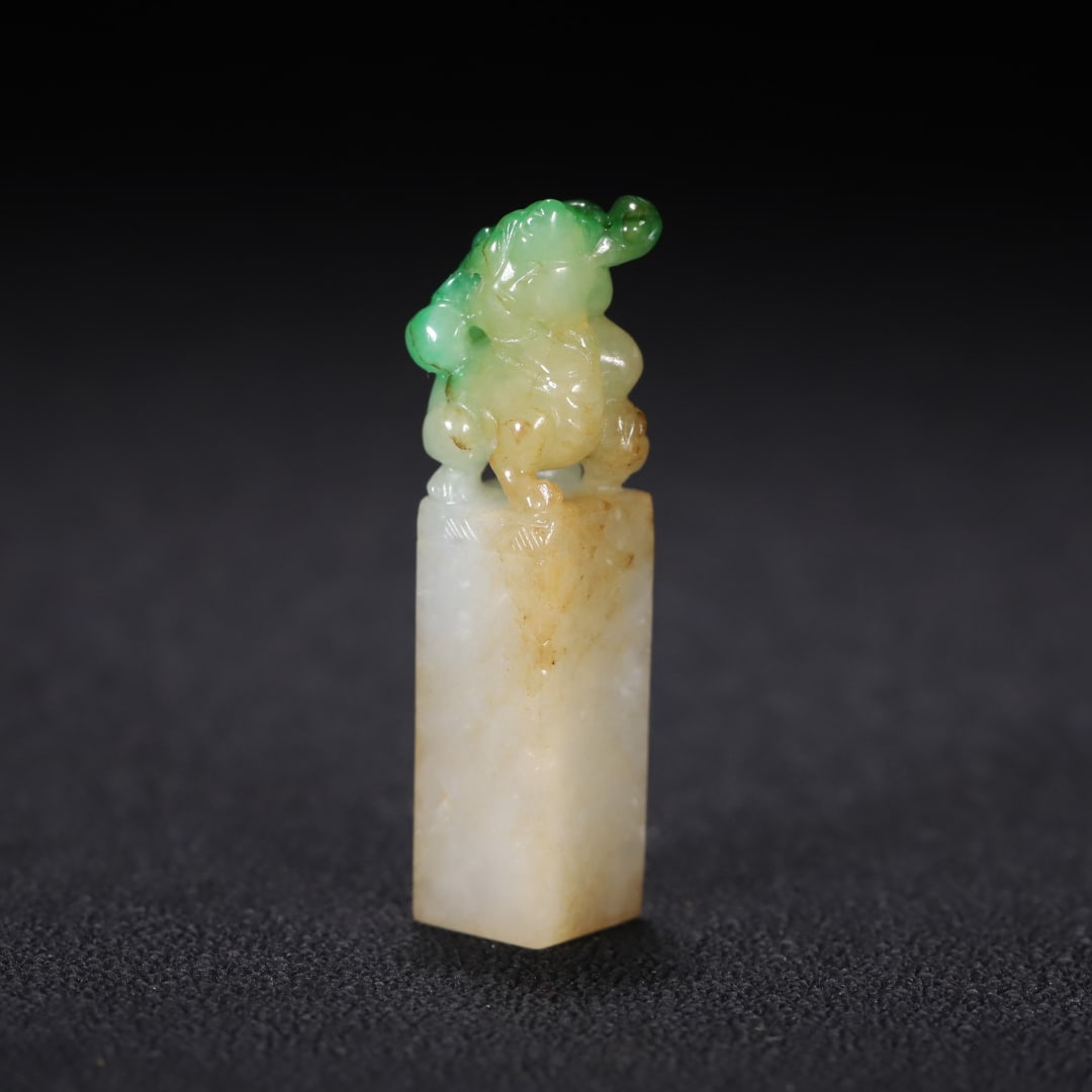 An Exquisite White Jade Kylin Seal - 2