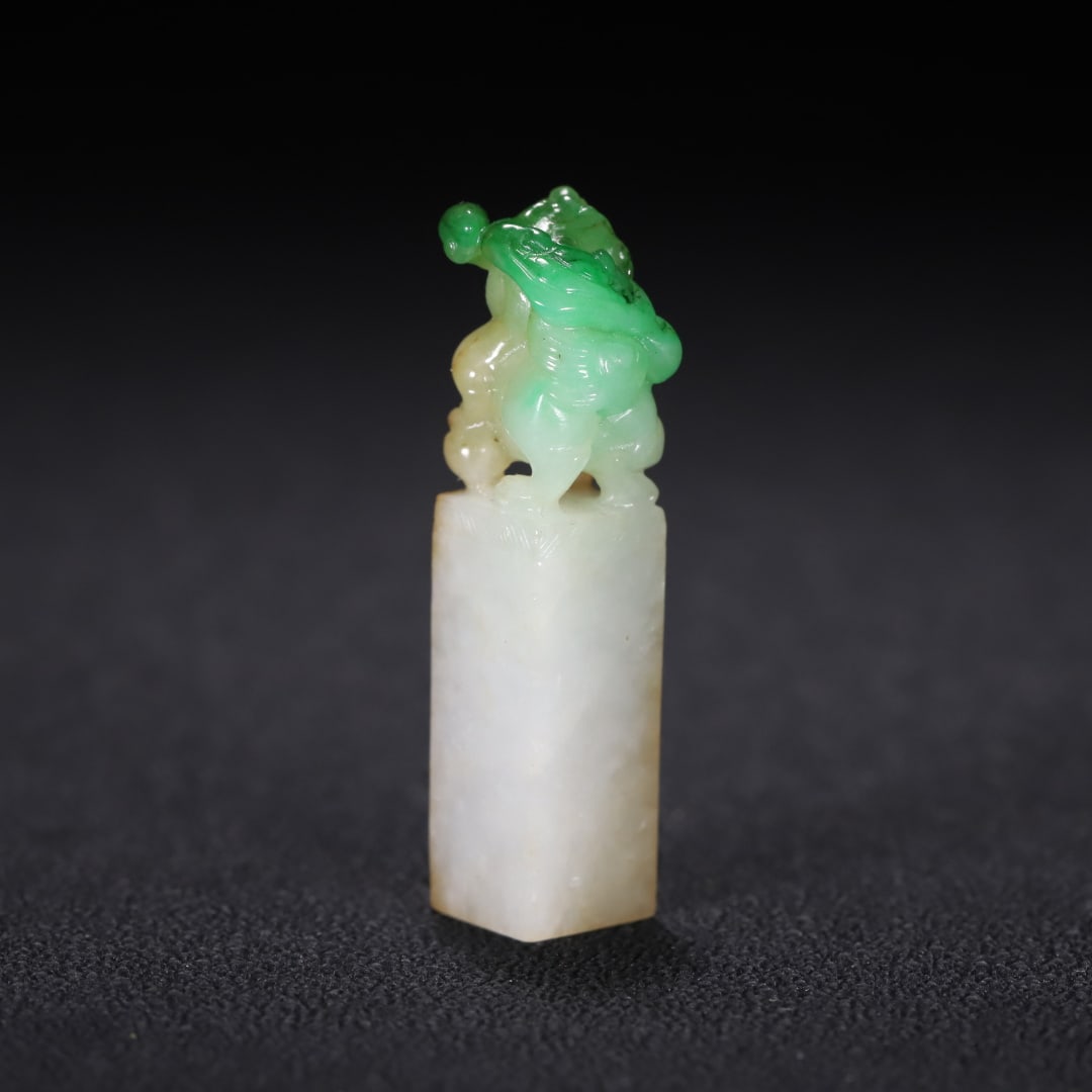 An Exquisite White Jade Kylin Seal - 4