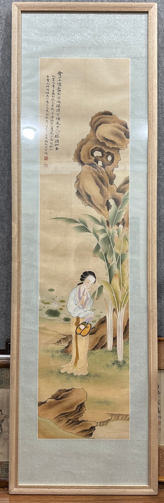 A Chinese Ink Painting of Figure on Paper With Frame: A Chinese Ink Painting of Figure on Paper With Frame Feng chaoran Without frame Size:30cmx128cm (The Dimensions Of All Batches Are Manually Measured.If You Need More Detailed Information, Please