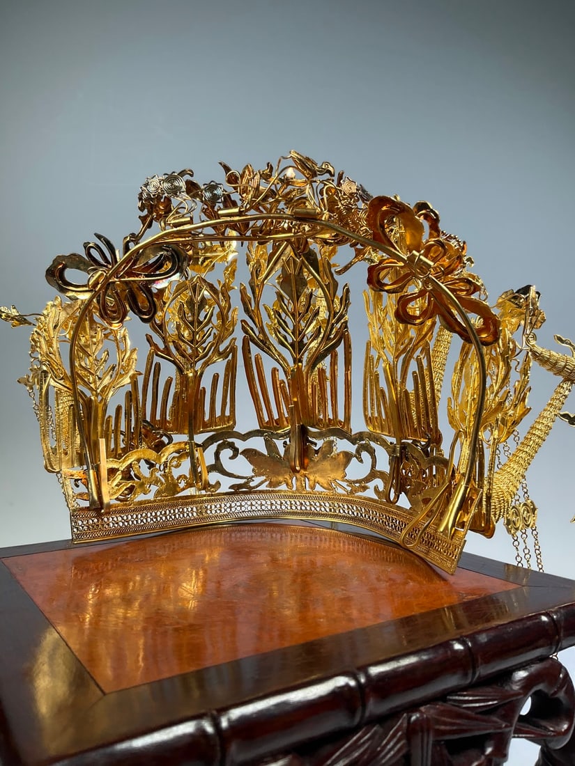 An Exquisite Gilt Silver phoenix coronet - 7