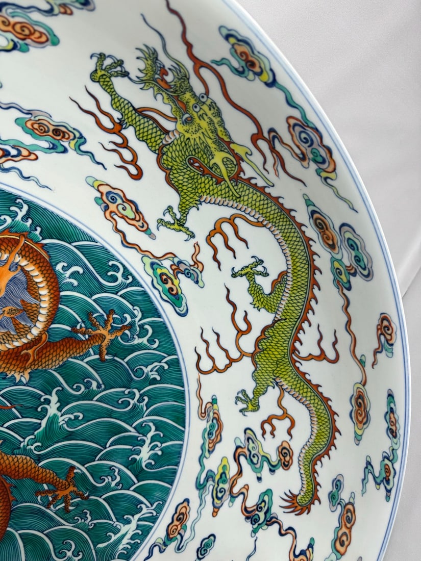 An Exquisite Doucai Seawater Pattern Dragon Pattern Plate - 3