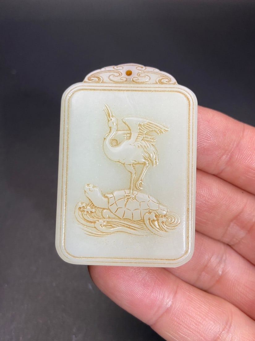 An Exquisite White Jade Auspicious Beast Pattern Brand - 8