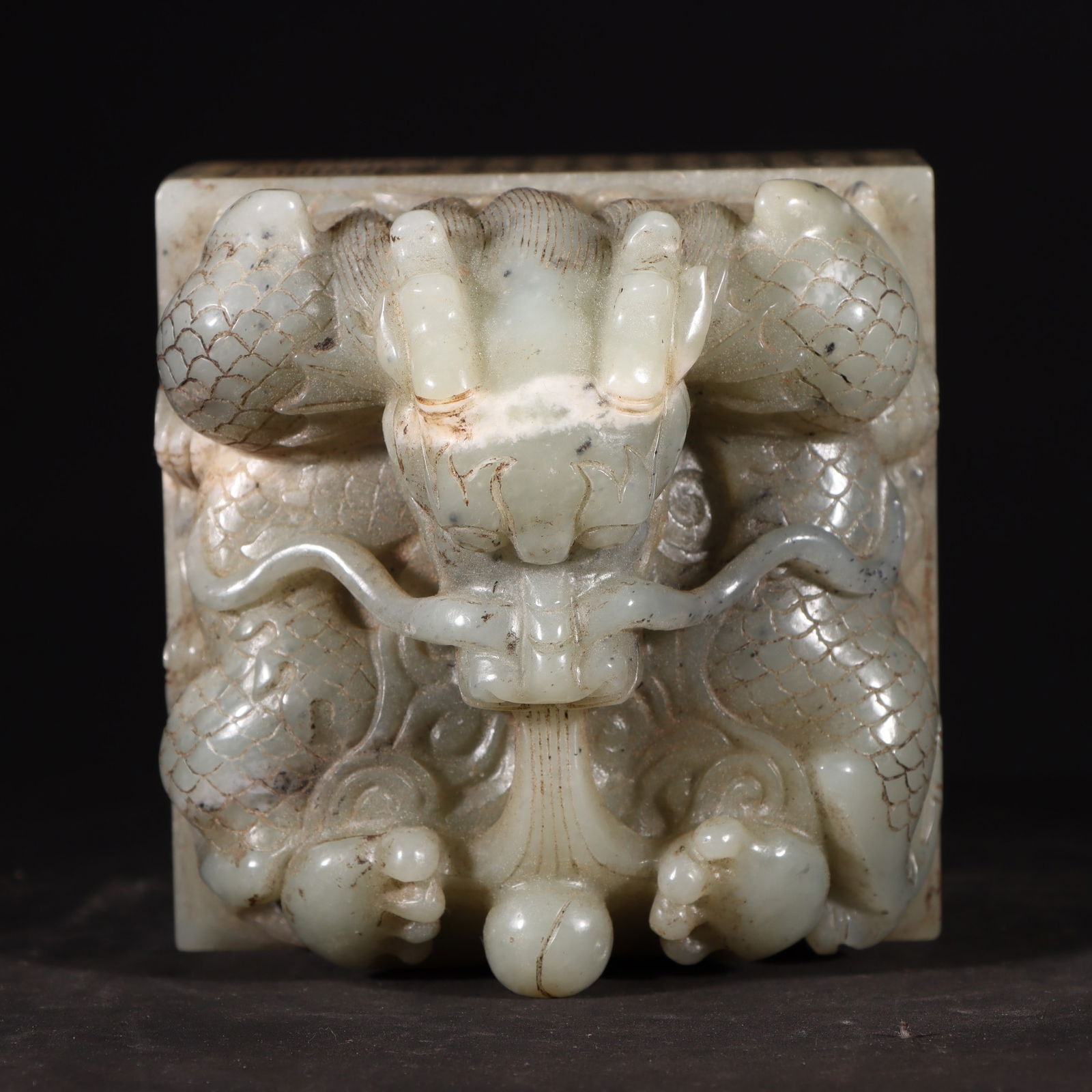 An Exquisite White Jade Dragon Pattern Seal - 7