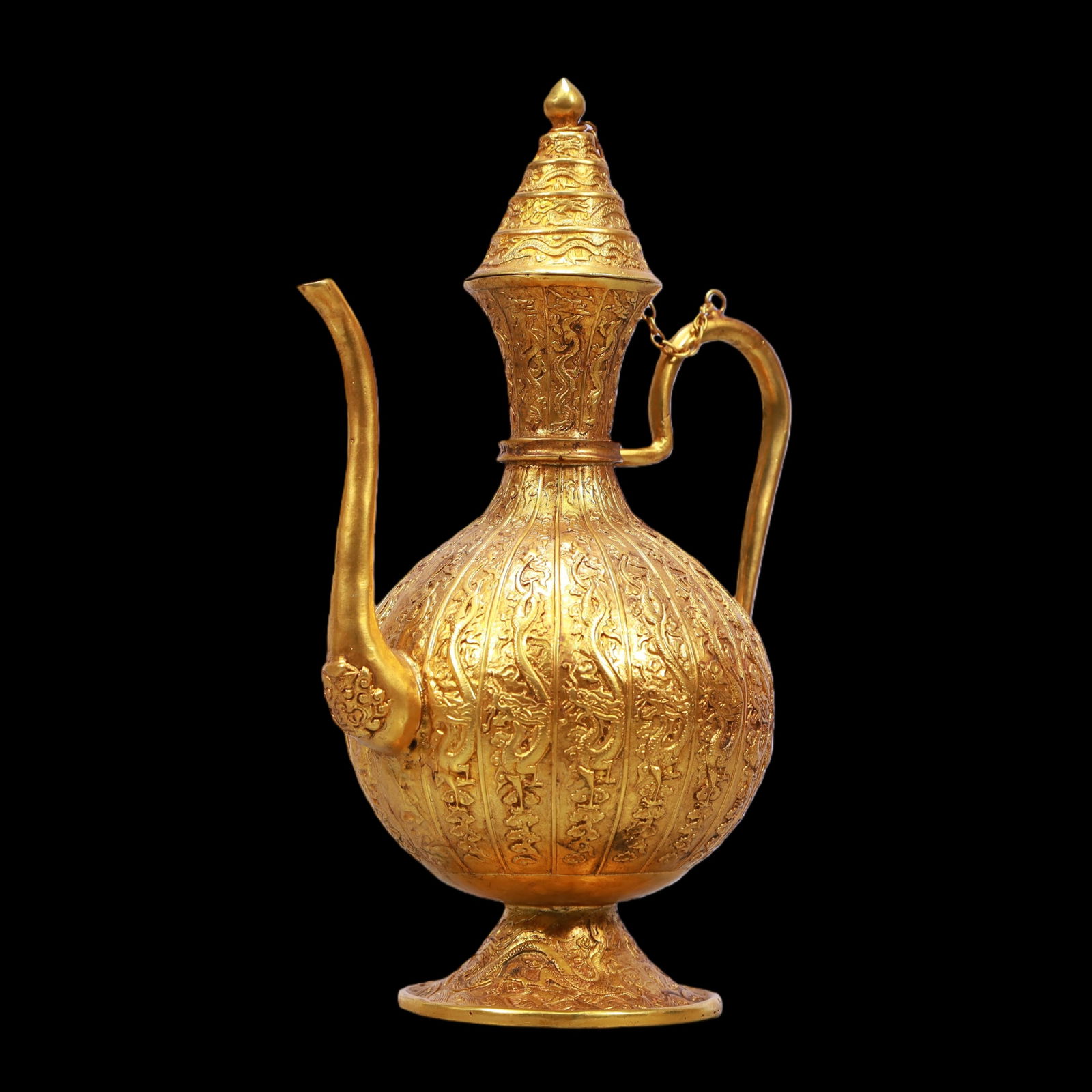 A Exquisite Gilt Bronze Dragon Pattern Ewer - 4