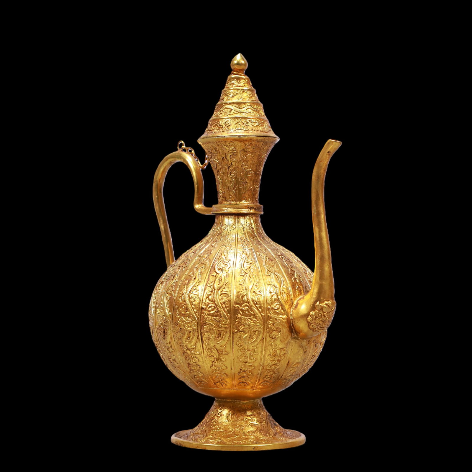 A Exquisite Gilt Bronze Dragon Pattern Ewer - 6