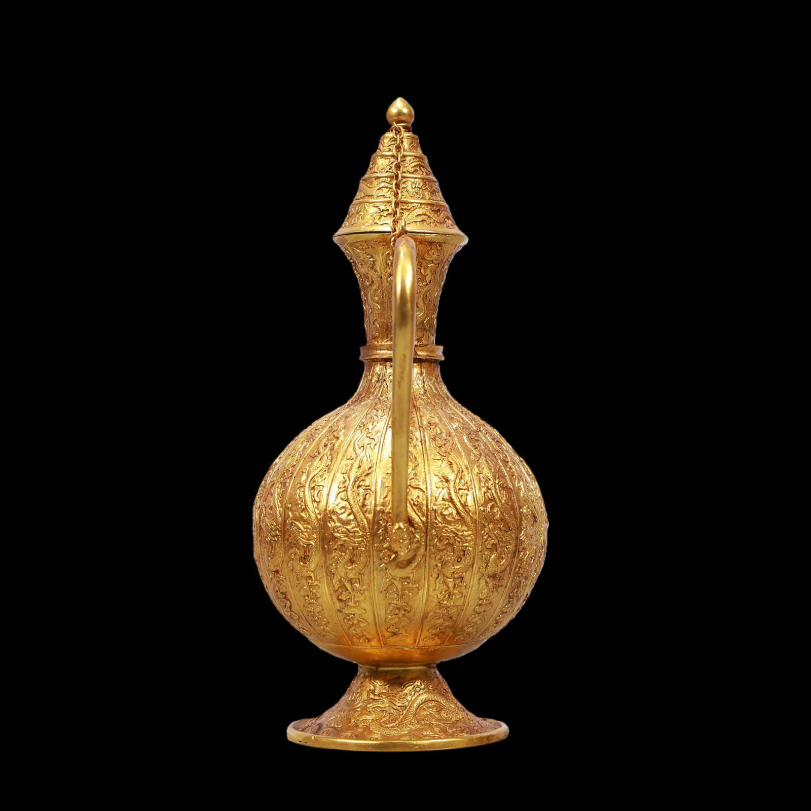 A Exquisite Gilt Bronze Dragon Pattern Ewer - 8