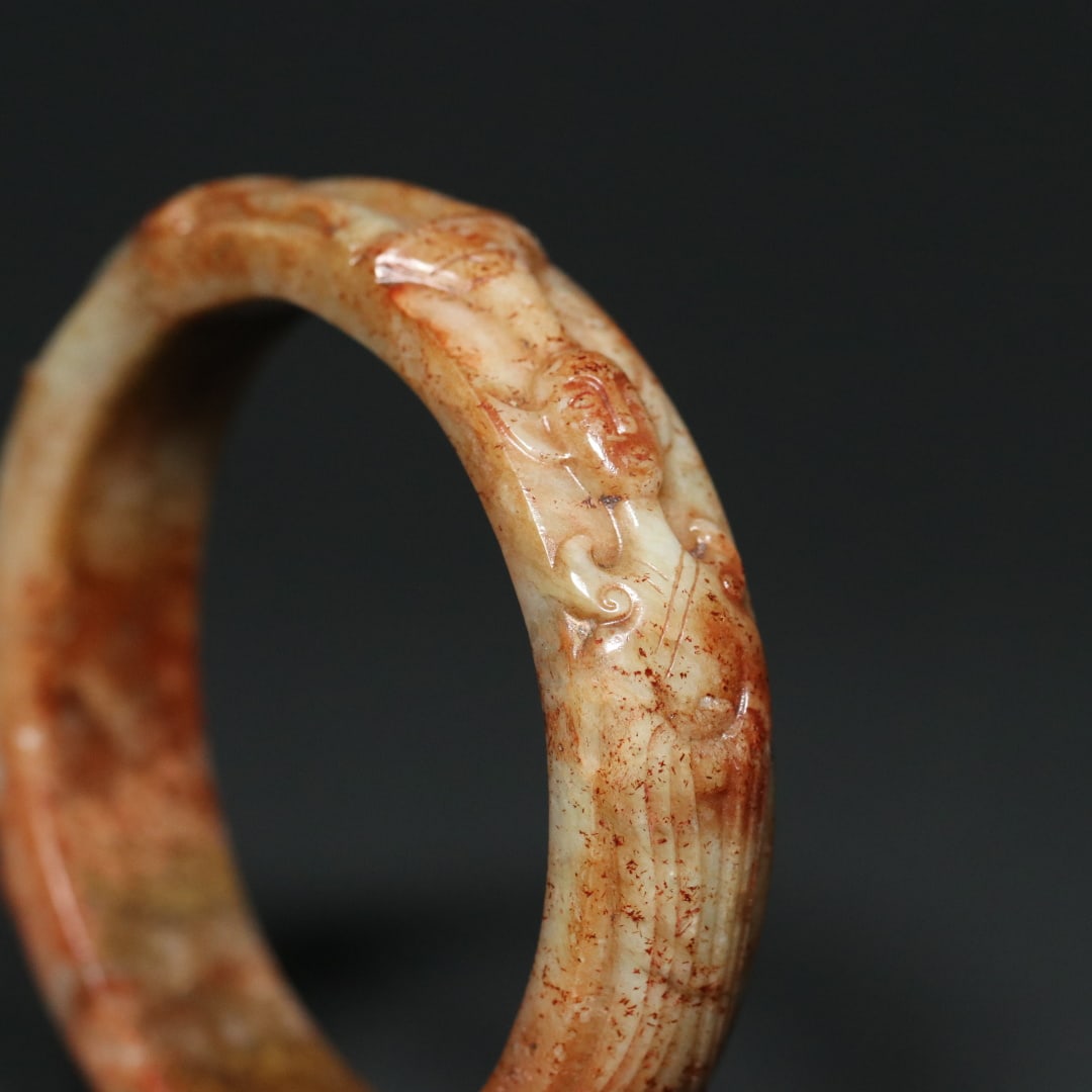 An Exquisite White Jade Figure Pattern Bracelets - 4