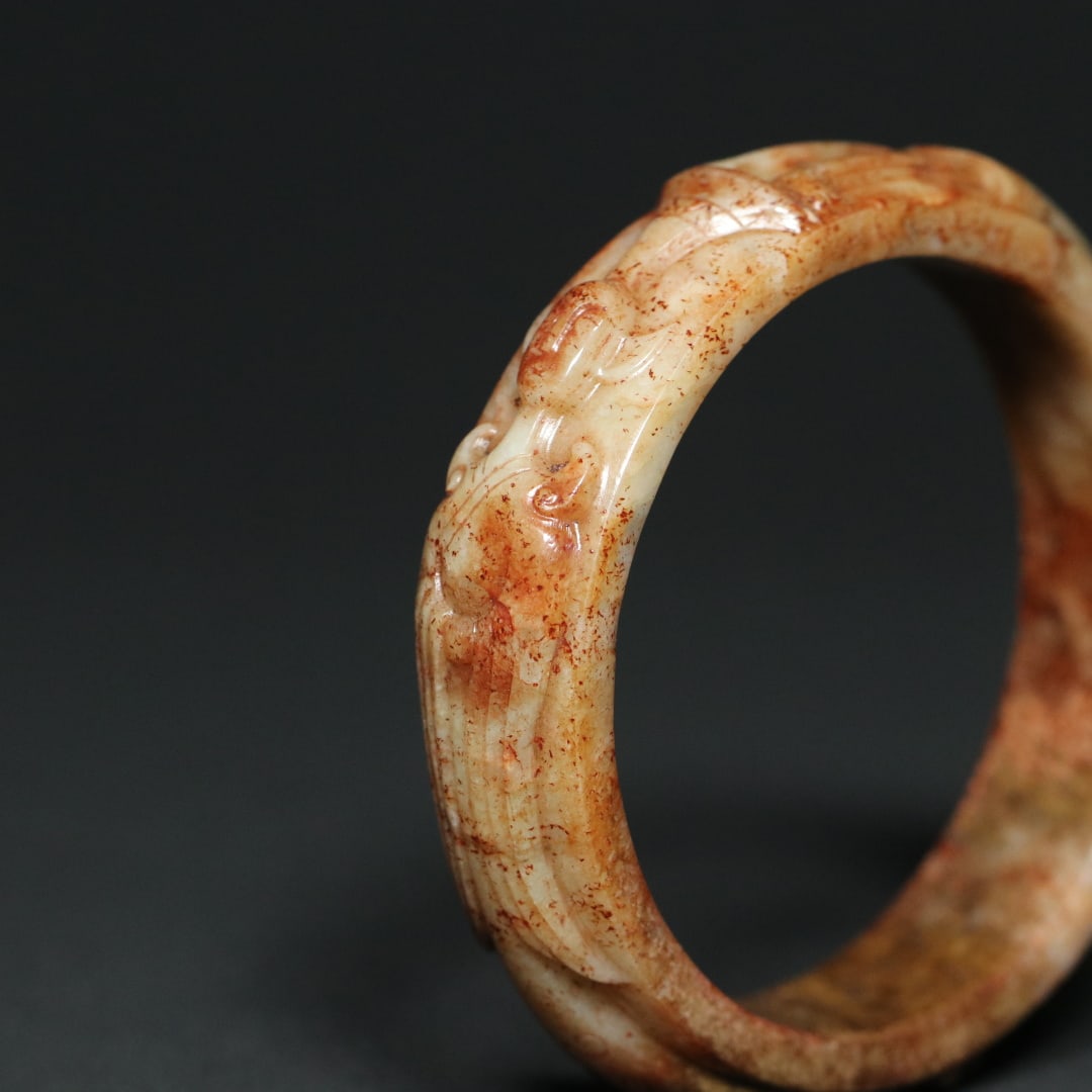 An Exquisite White Jade Figure Pattern Bracelets - 5