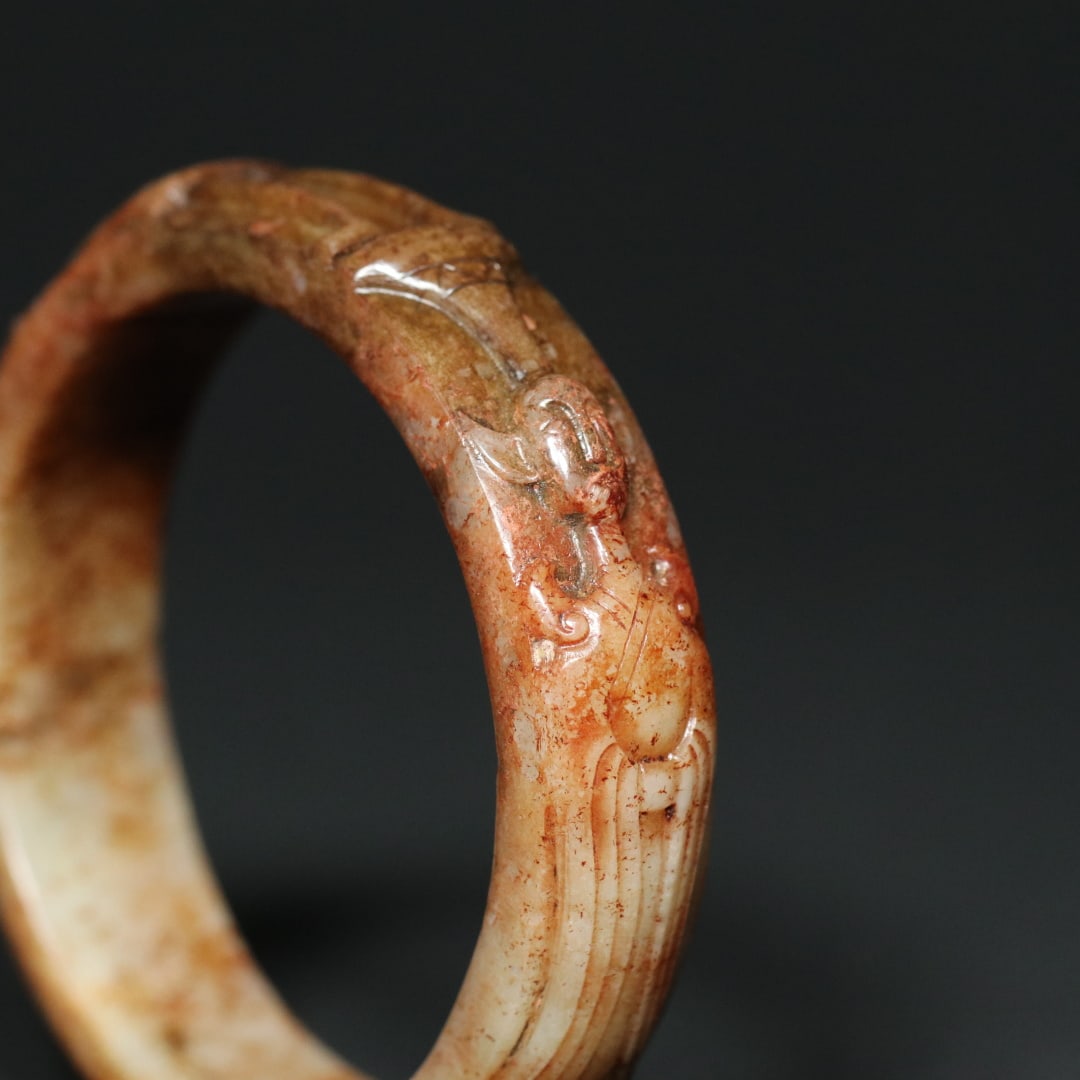 An Exquisite White Jade Figure Pattern Bracelets - 6