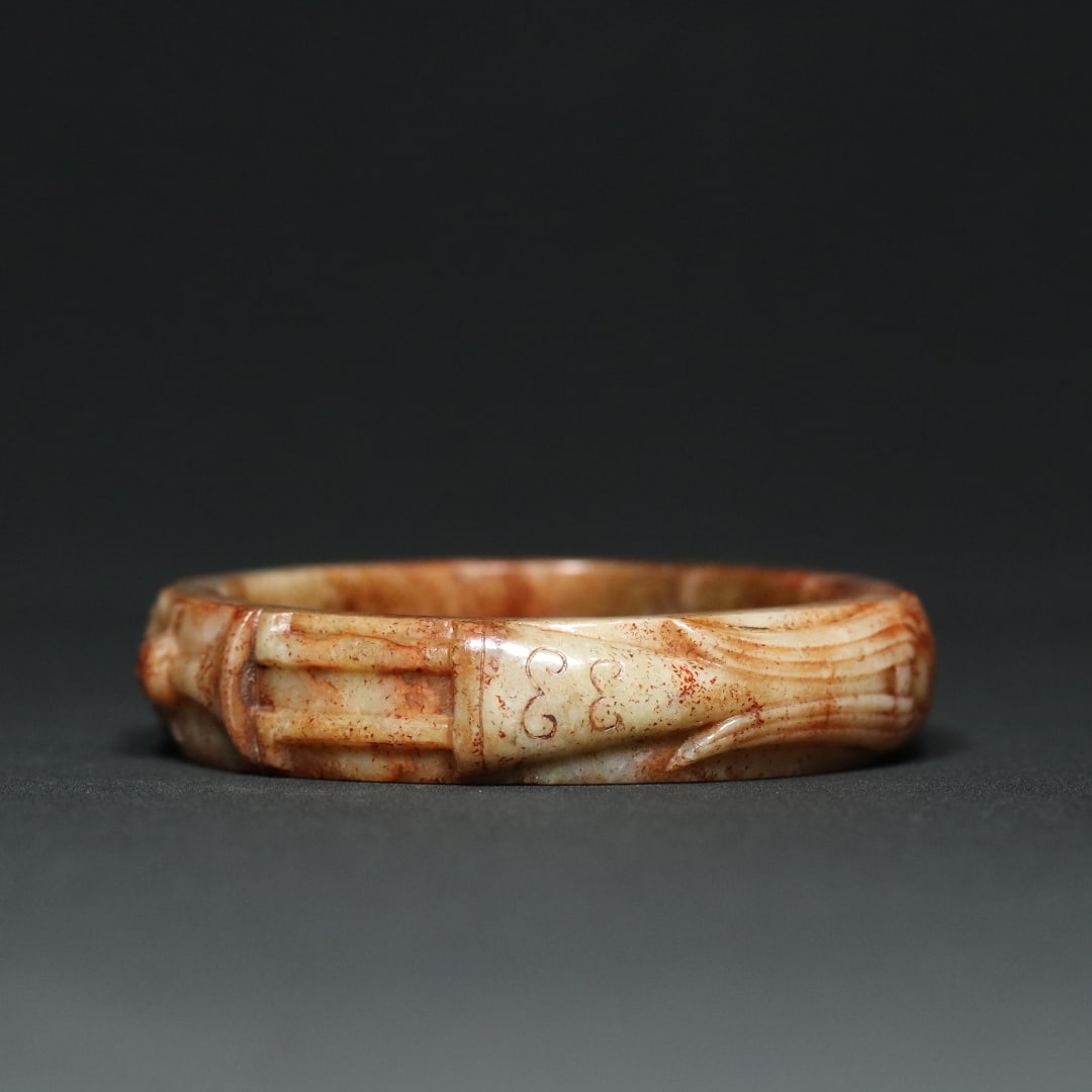 An Exquisite White Jade Figure Pattern Bracelets - 7