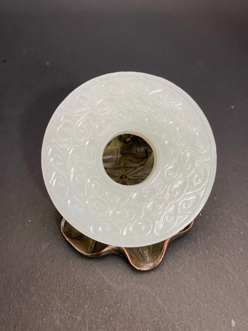 An Exquisite White Jade Auspicious Cloud Pattern Dragon Pattern Pendant - 4