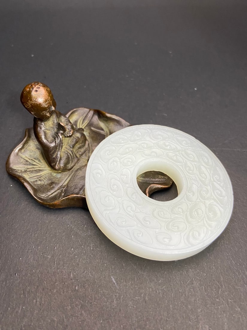 An Exquisite White Jade Auspicious Cloud Pattern Dragon Pattern Pendant - 5