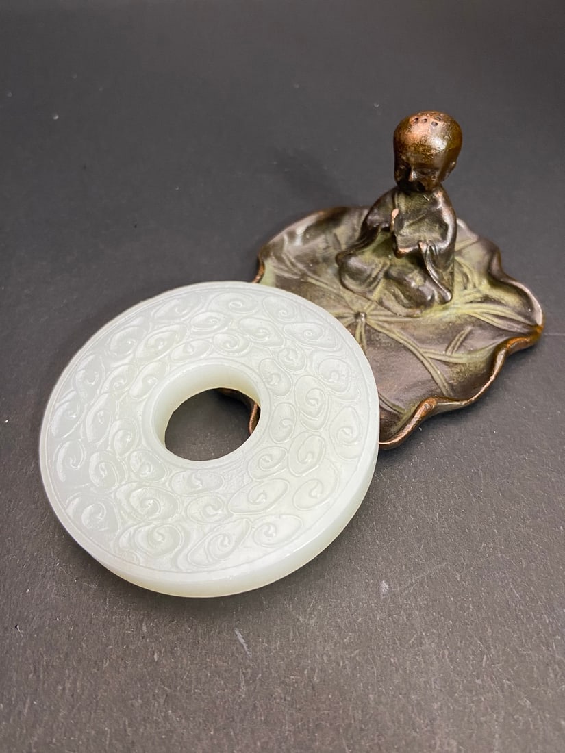 An Exquisite White Jade Auspicious Cloud Pattern Dragon Pattern Pendant - 6