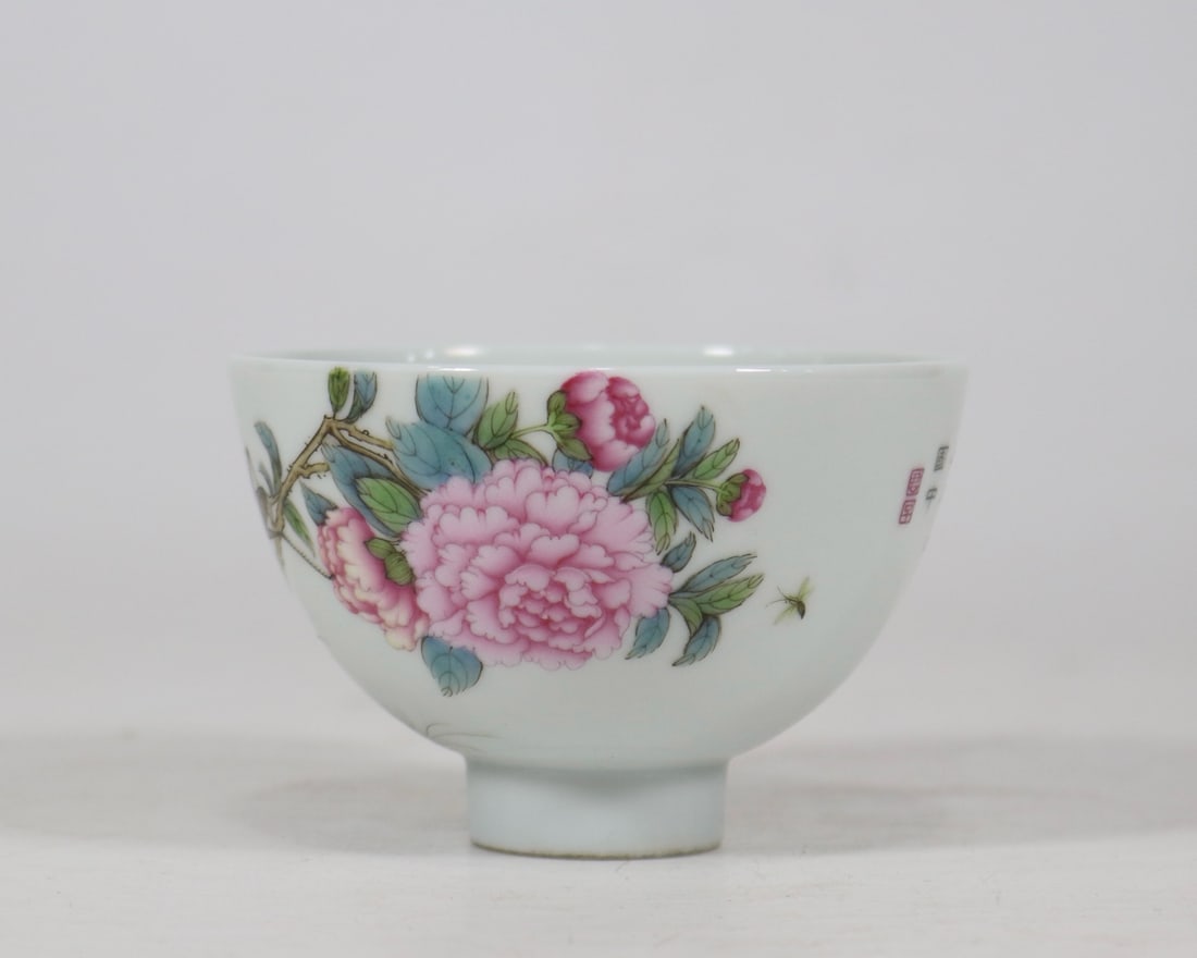 An Exquisite Enamel Flower Pattern with poem Cup - 2
