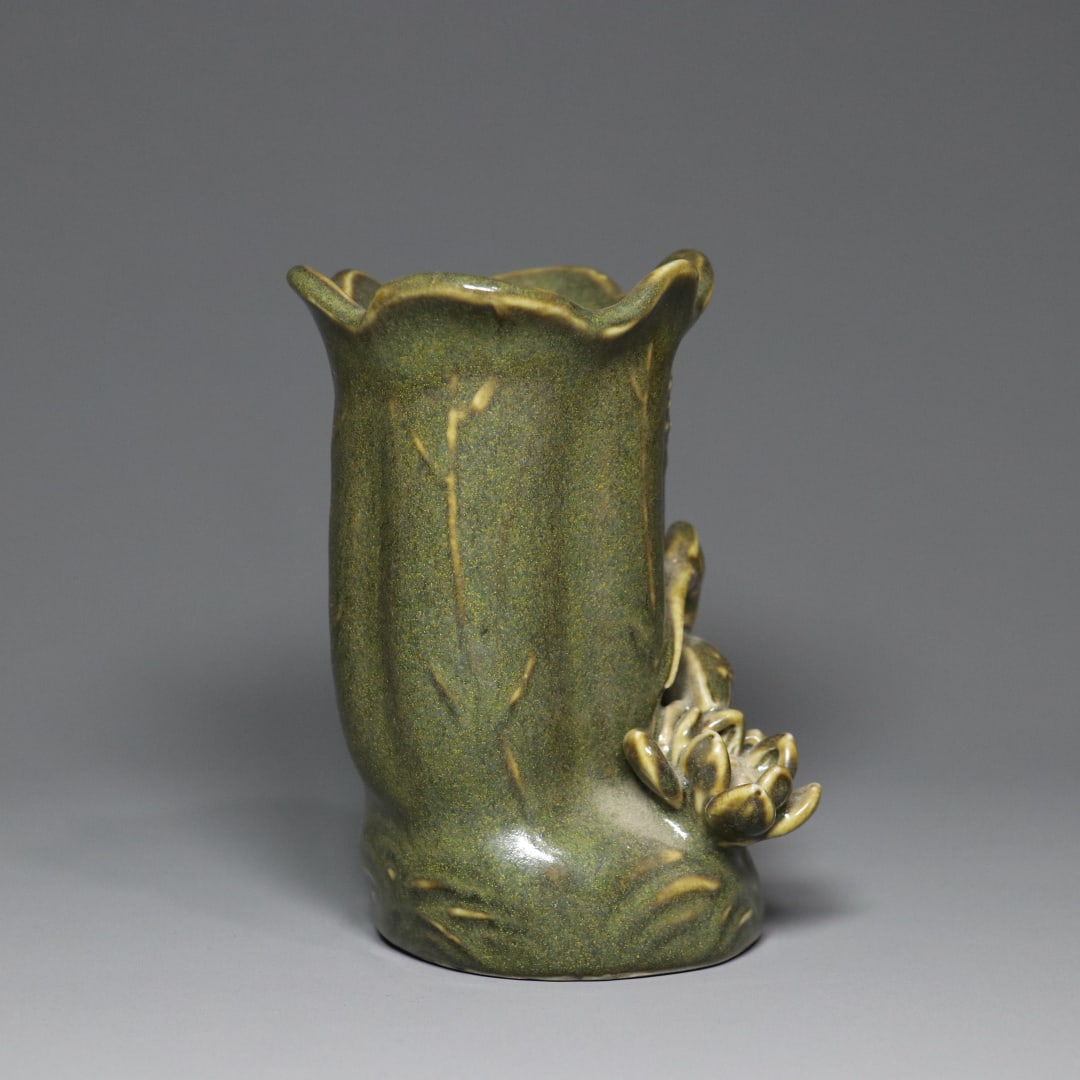 An Exquisite Teadust Glazed Flower and Bird Pattern Brush Pot - 2