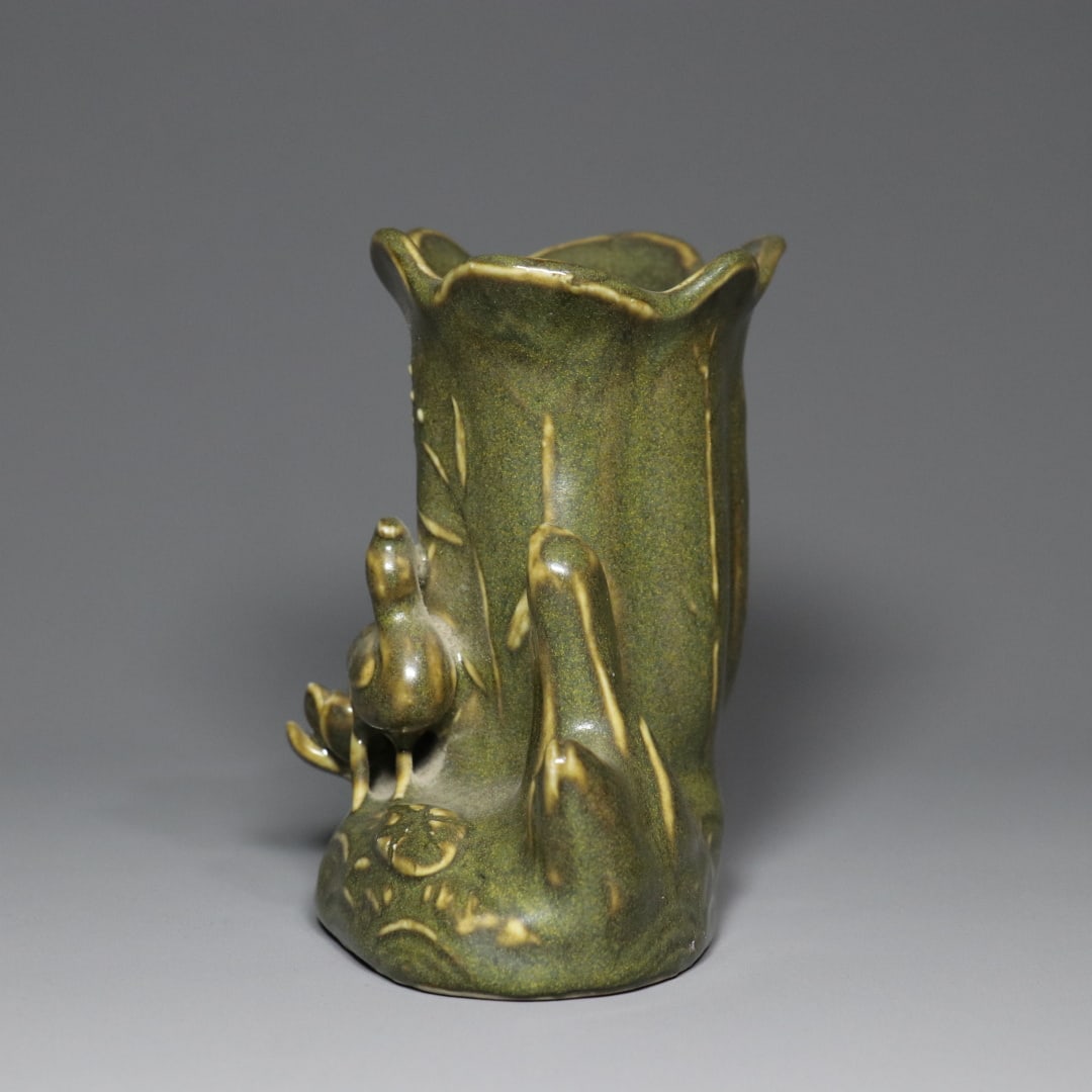 An Exquisite Teadust Glazed Flower and Bird Pattern Brush Pot - 4