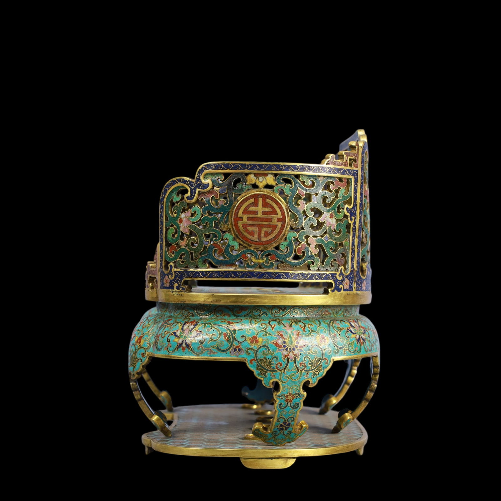A Exquisite Cloisonne Lotus Pattern Dragon Pattern Throne - 4