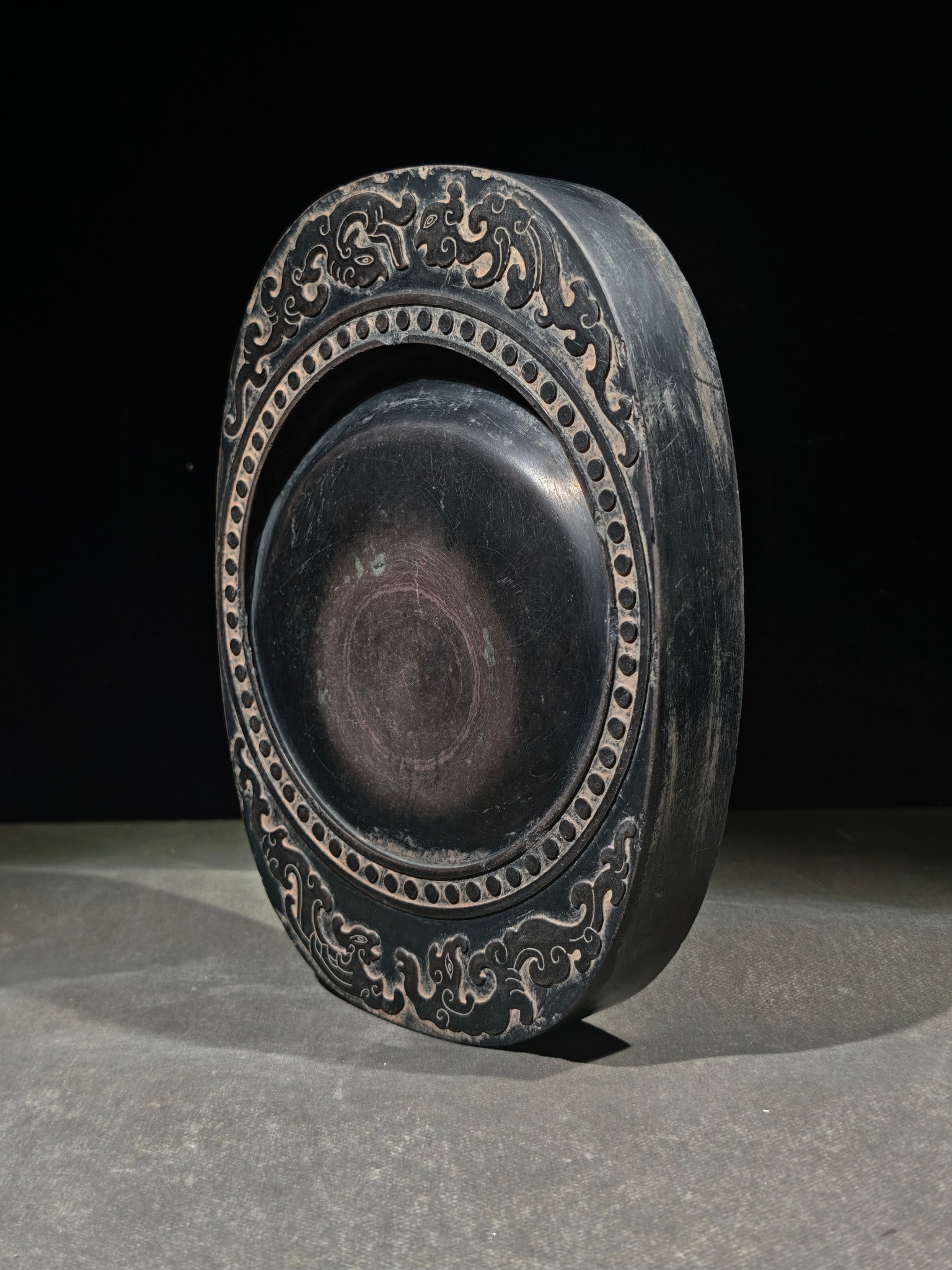 An Exquisite Dragon and Phoenix Pattern with poem Inkstone - 2