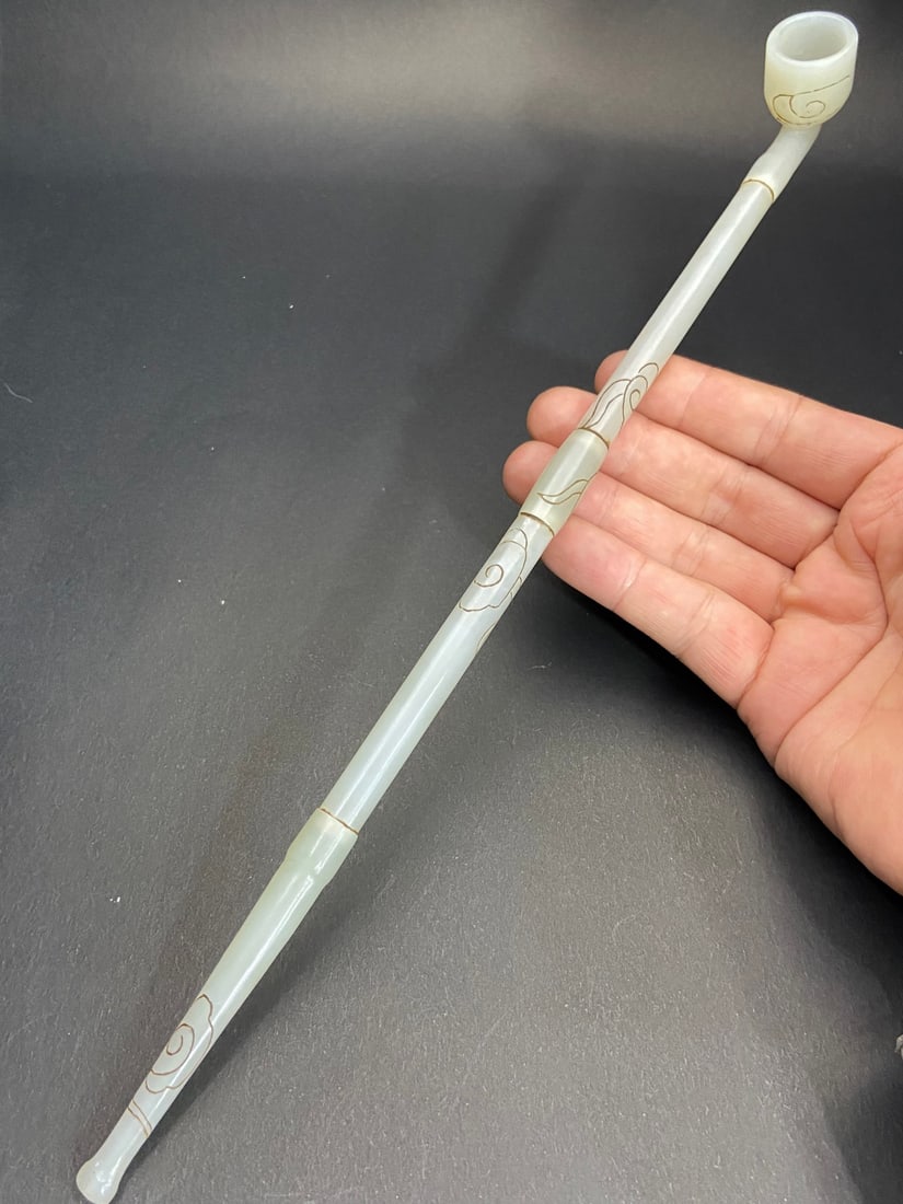 An Exquisite White Jade Auspicious Cloud Pattern Ornament - 5