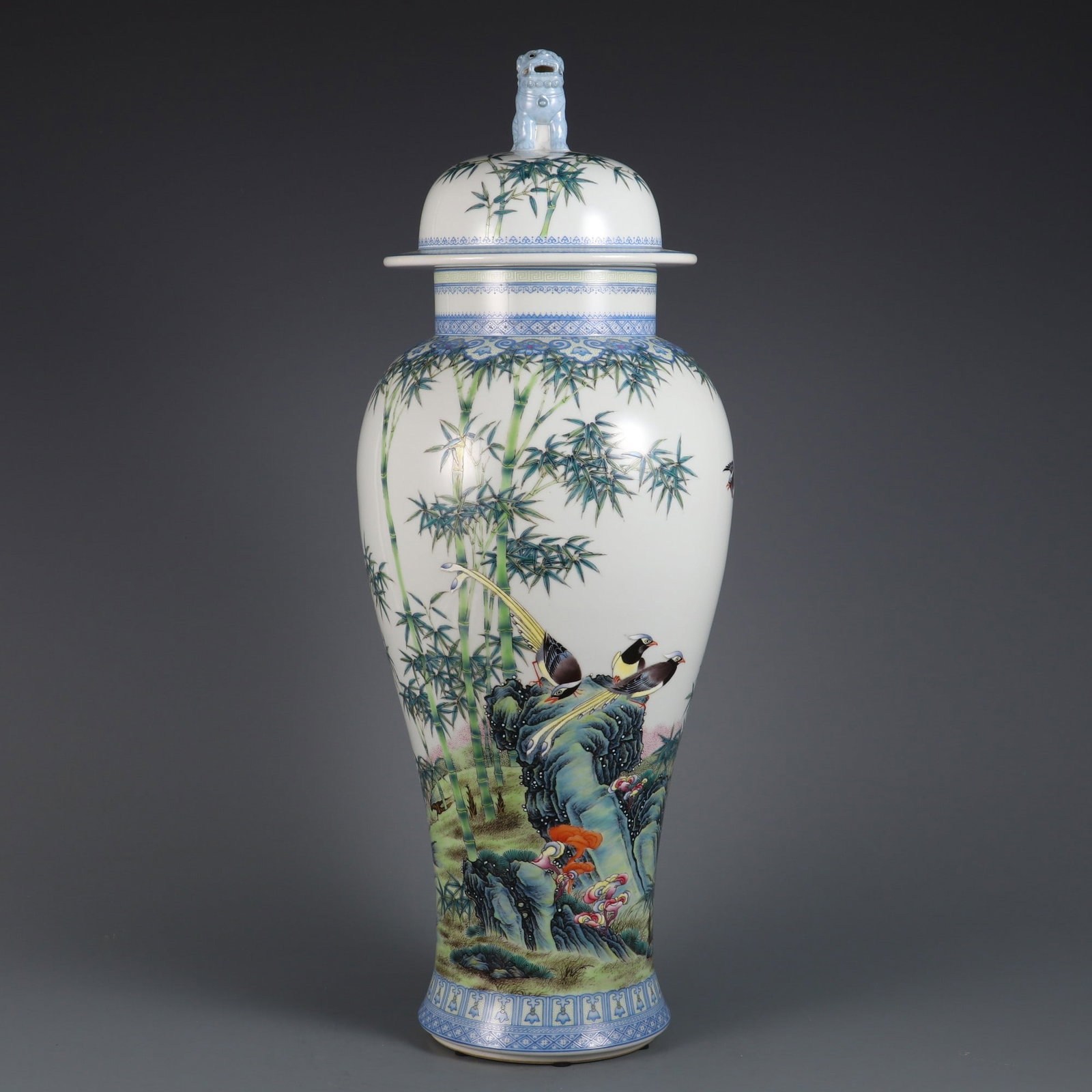An Exquisite Enamel Flower and Bird Pattern with poem Jar: An Exquisite Enamel Flower and Bird Pattern with poem Jar Qing Dynasty, China Yongzheng Four-character Mark Size:50.5cmx18cm (The Dimensions Of All Batches Are Manually Measured.If You Need More