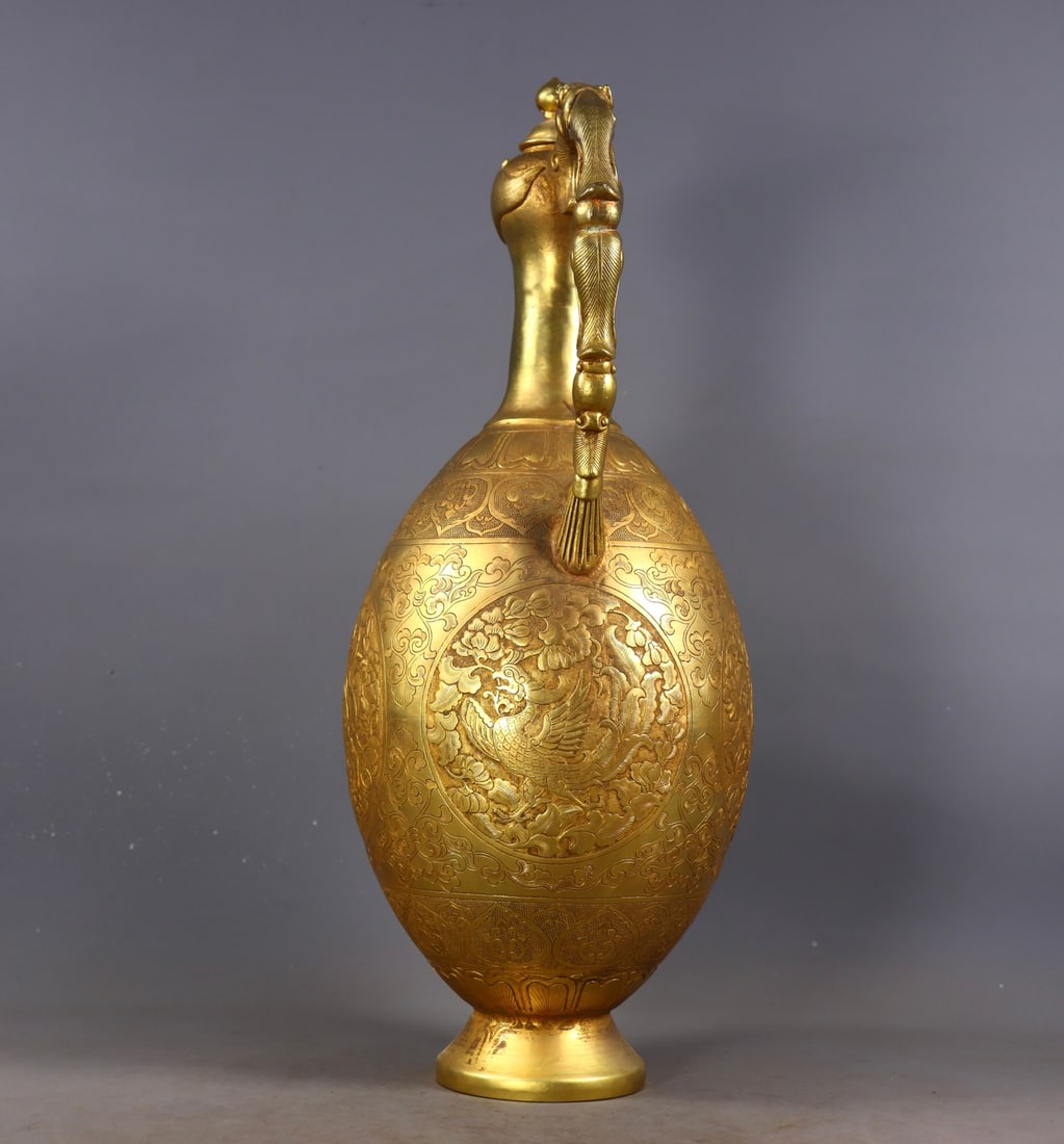 An Exquisite Gilt Bronze Lotus Pattern Auspicious Beast Pattern Ewer - 7
