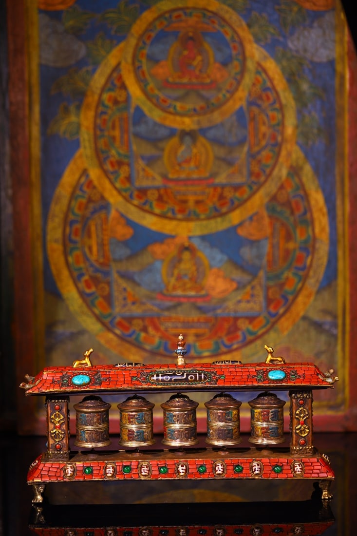 An Exquisite Bronze Inlaid Gems With Sanskrit Ornament: An Exquisite Bronze Inlaid Gems With Sanskrit Ornament Qing Dynasty, China Size:17cmx32cm Weight:950g (The Dimensions Of All Batches Are Manually Measured.If You Need More Detailed Information,