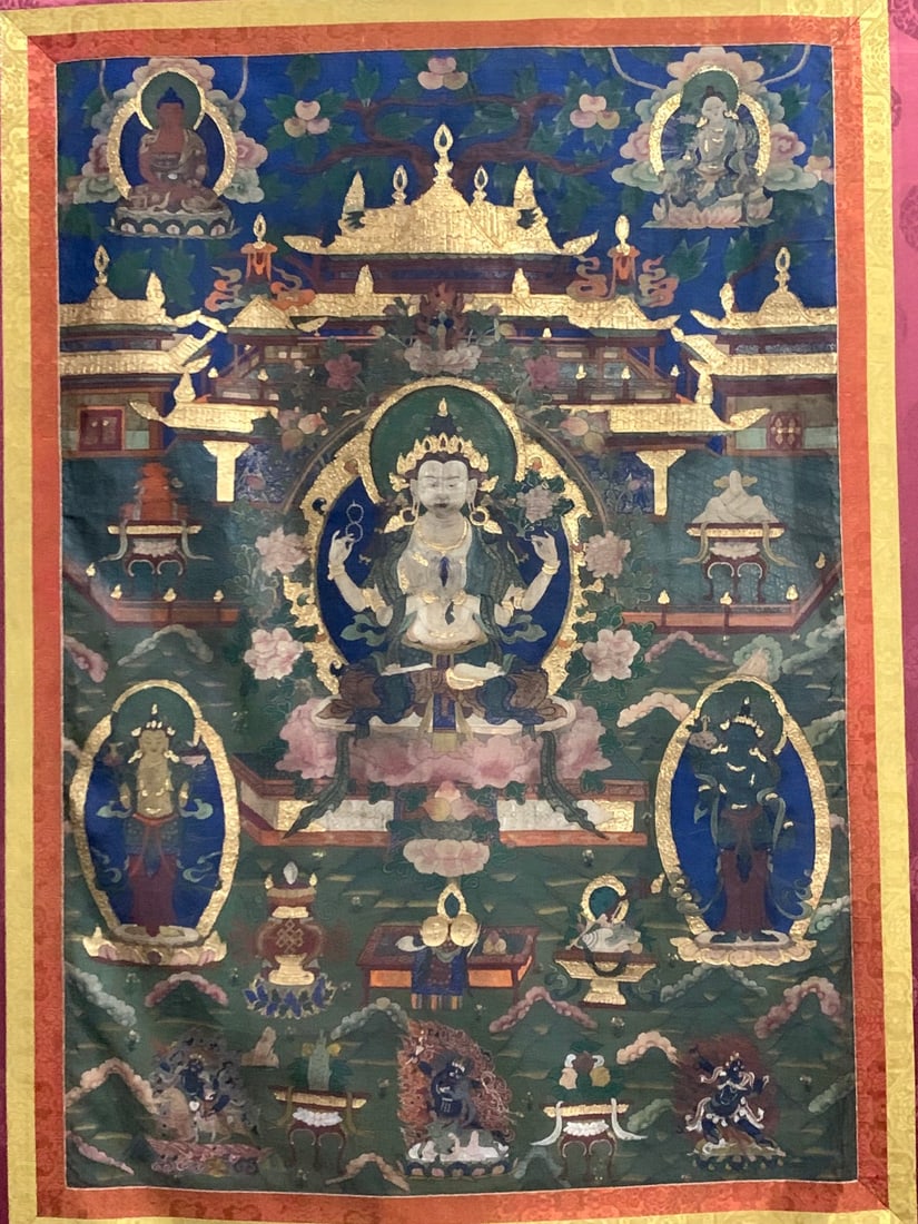 An Exquisite Kesi Painted Color Statue of Avalokitesvara Pattern Tangka - 2