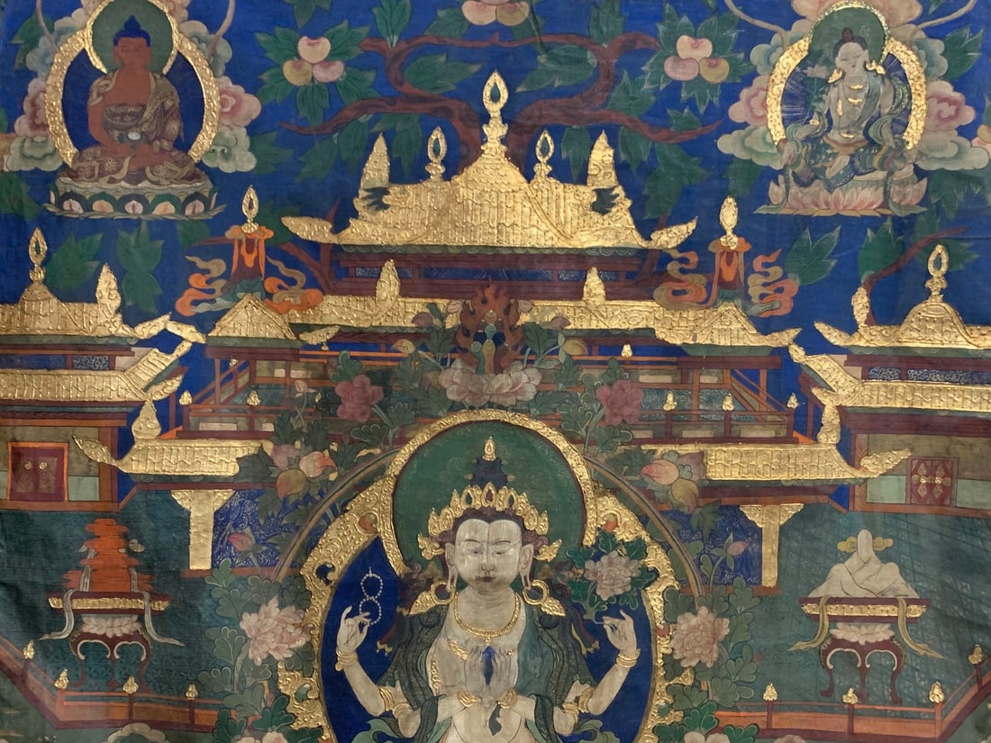 An Exquisite Kesi Painted Color Statue of Avalokitesvara Pattern Tangka - 3