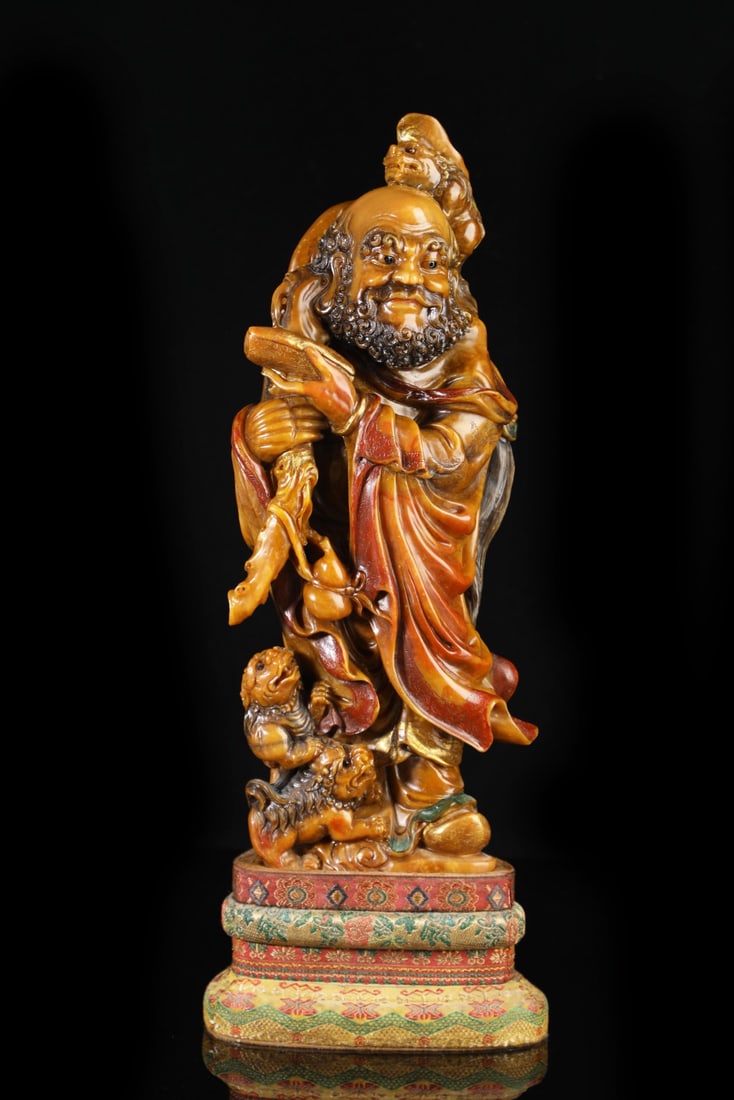 An Exquisite Shoushan Stone Statue of Arhat Ornament (1 of 9)