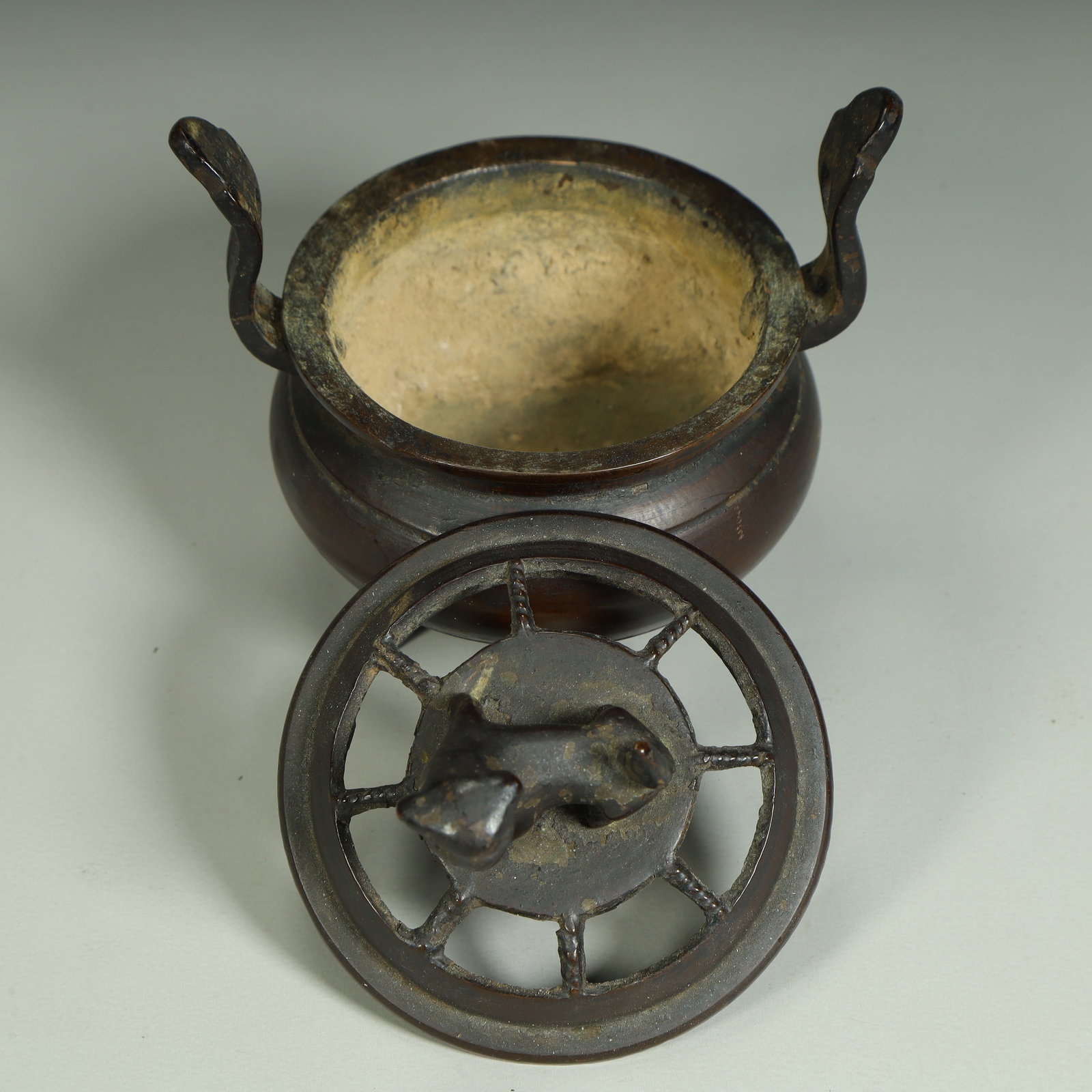 A copper beast button amphora three-legged smoker - 6