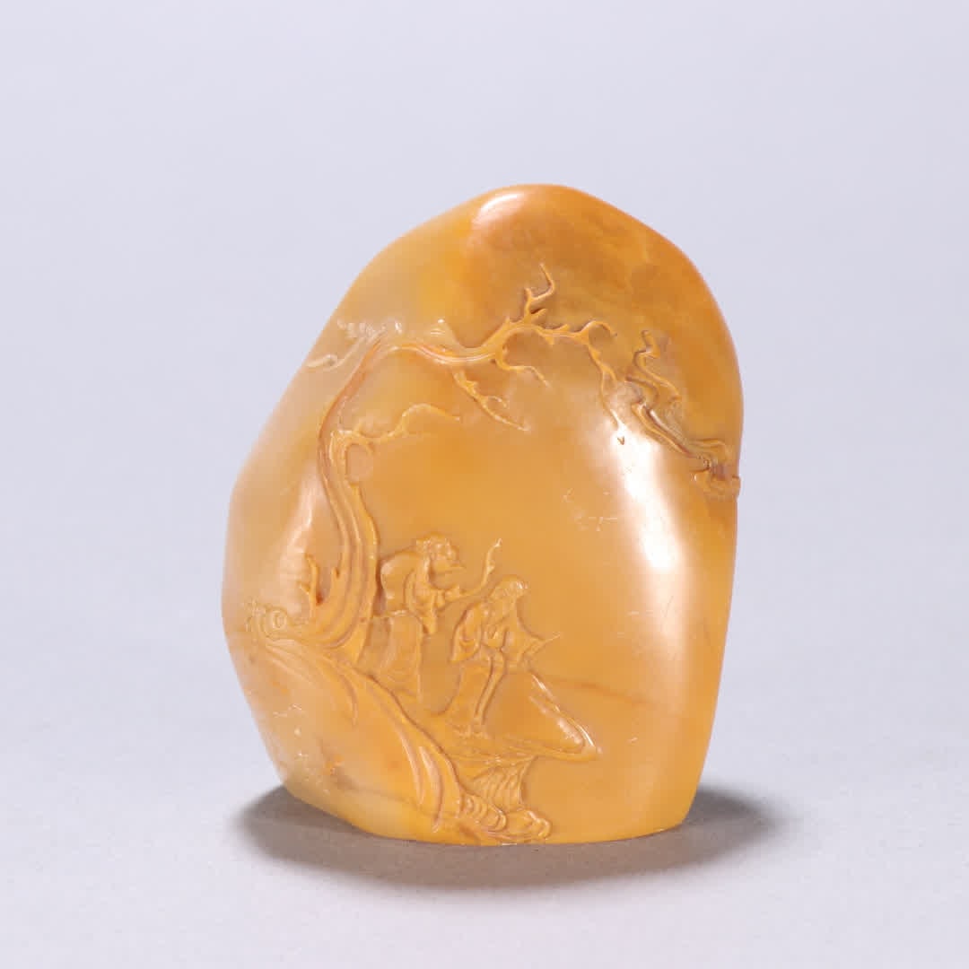 A seal of the Qing Dynasty Tian Huangshi landscape figure: Qing Dynasty Tian Huangshi landscape character seal SIZE: H:6.8cm W:5.4cm W:176.1g (The Dimensions Of All Batches Are Manually Measured.If You Need More Detailed Information, Please Contact Our Custom
