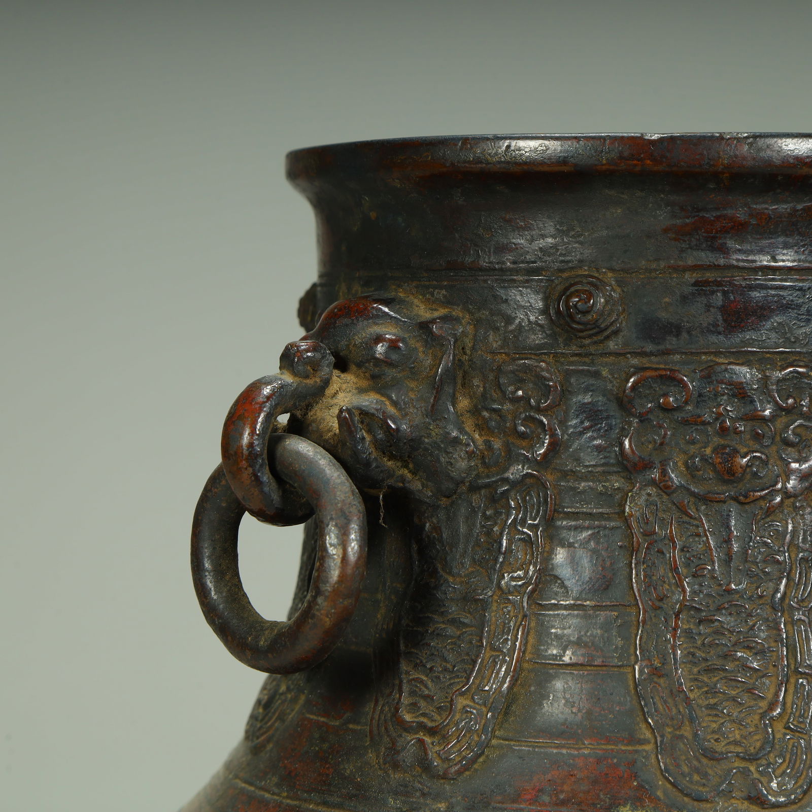 A bronze beast earring Kuilong pattern statue - 4