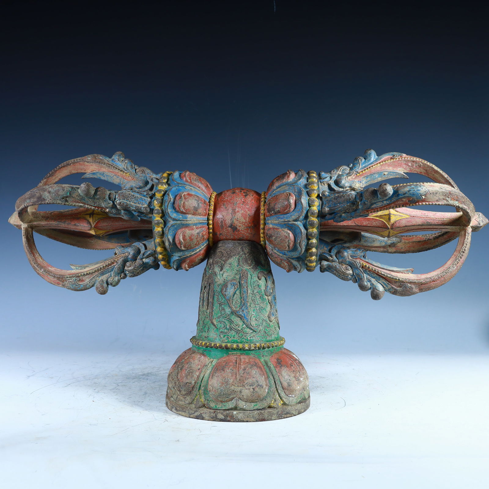 A Ming Dynasty painted copper vajra - 3