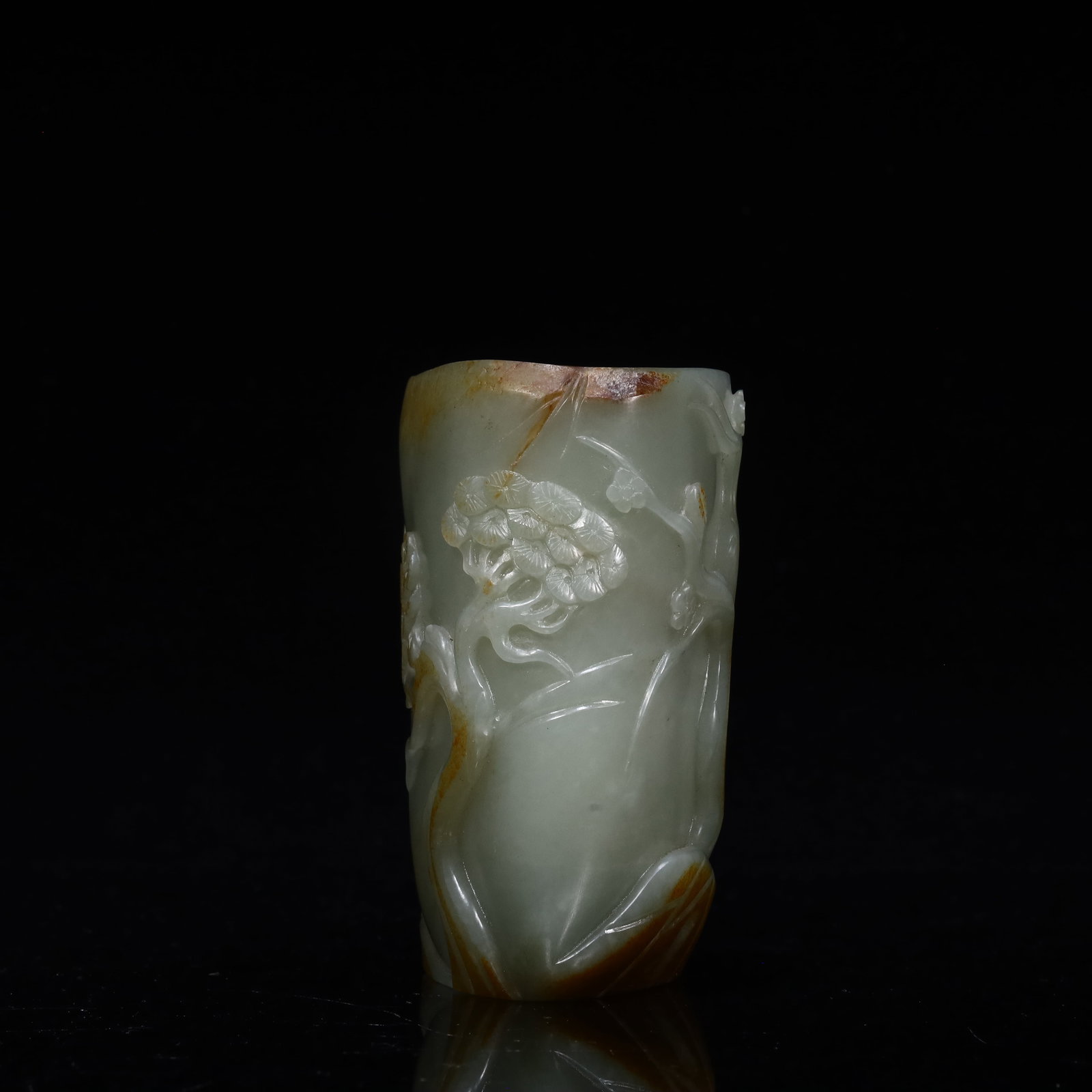 A Hetian jade pine crane longevity pen holder - 3