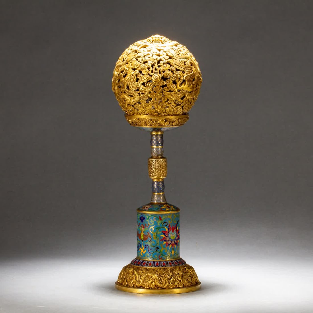 A cloisonné aromatherapy from the Qing Dynasty: Cloisonné aromatherapy in the Qing Dynasty SIZE: L:13cm W:13cm H:39cm (The Dimensions Of All Batches Are Manually Measured.If You Need More Detailed Information, Please Contact Our Customer Service B