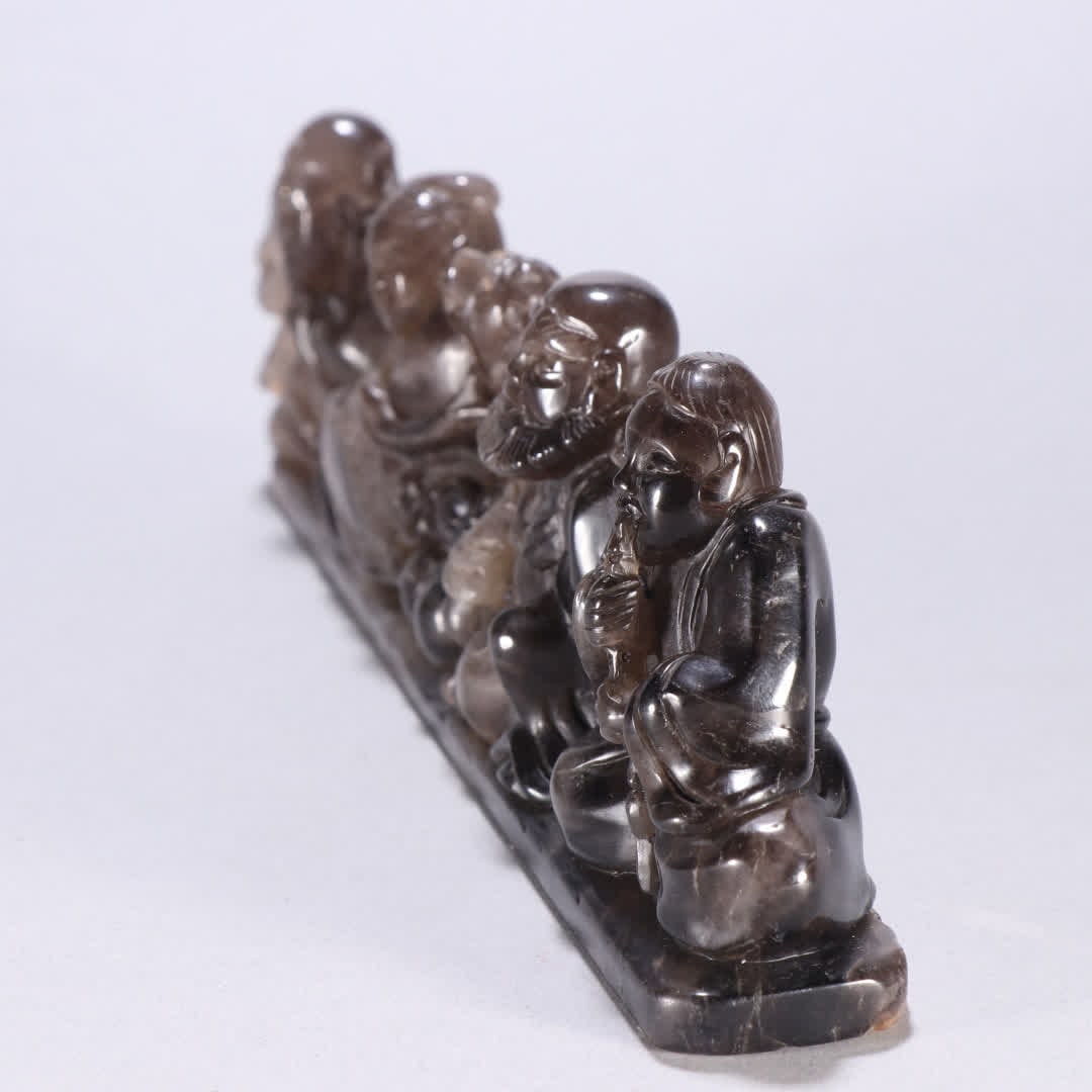 A Qing Dynasty tea crystal dragon pattern inkstone - 4