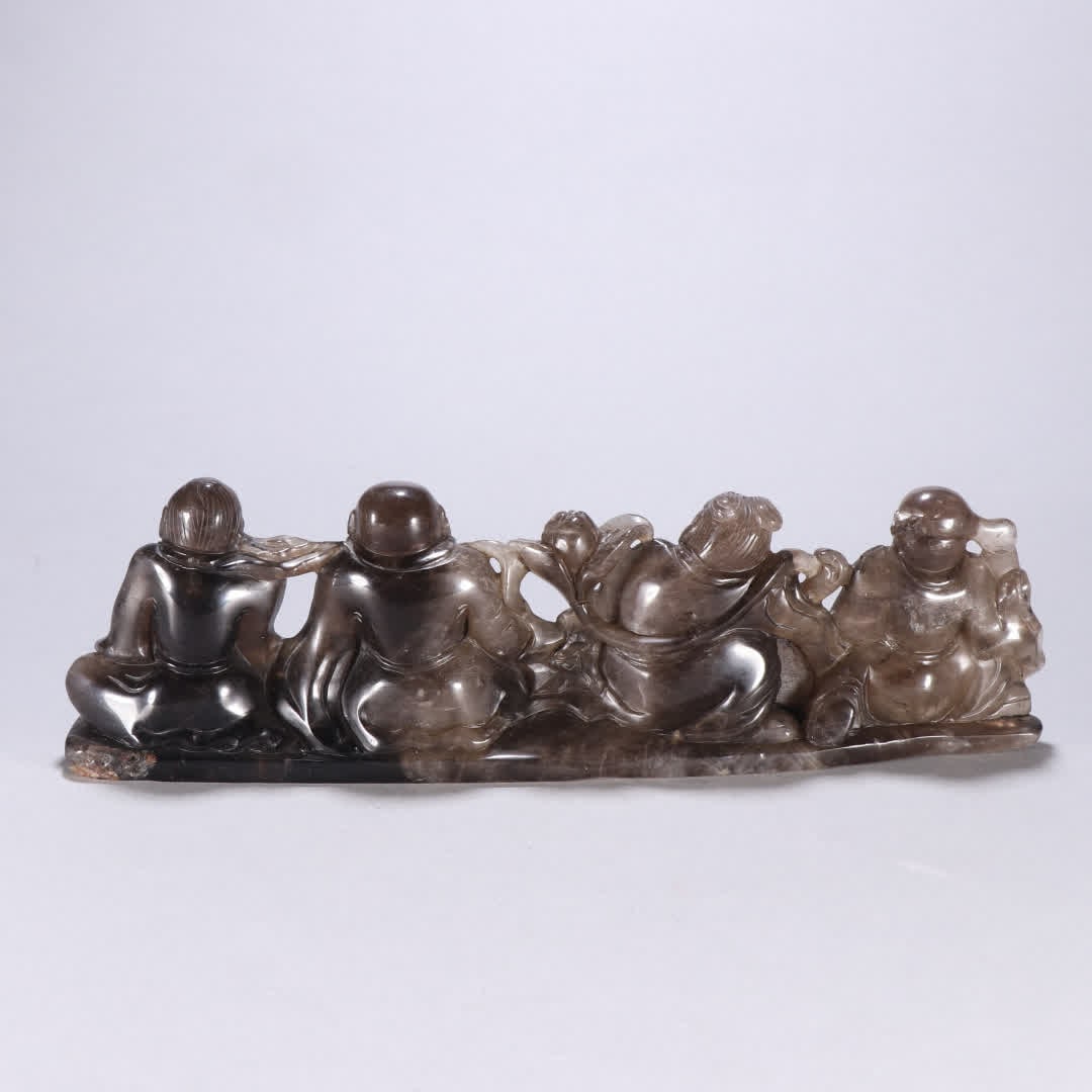 A Qing Dynasty tea crystal dragon pattern inkstone - 5