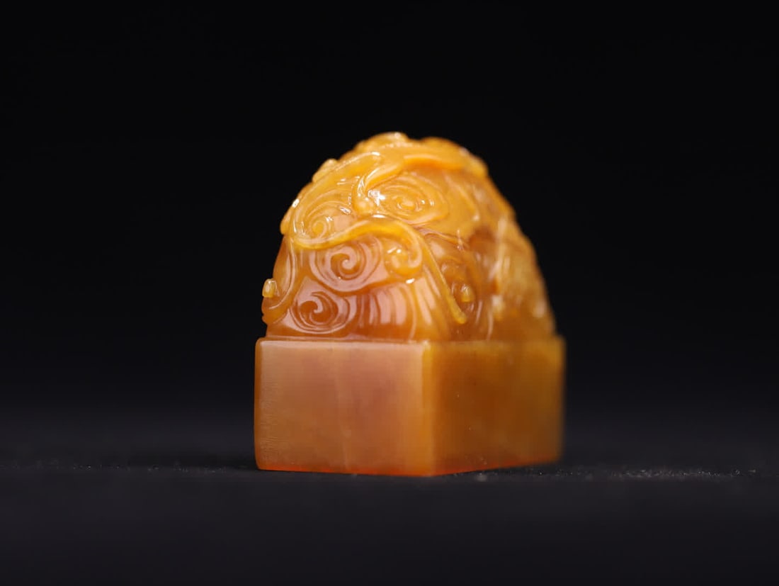 A Qing Dynasty "Bottle Master" Tian Huangshi cloud pattern dragon button rectangular seal - 5