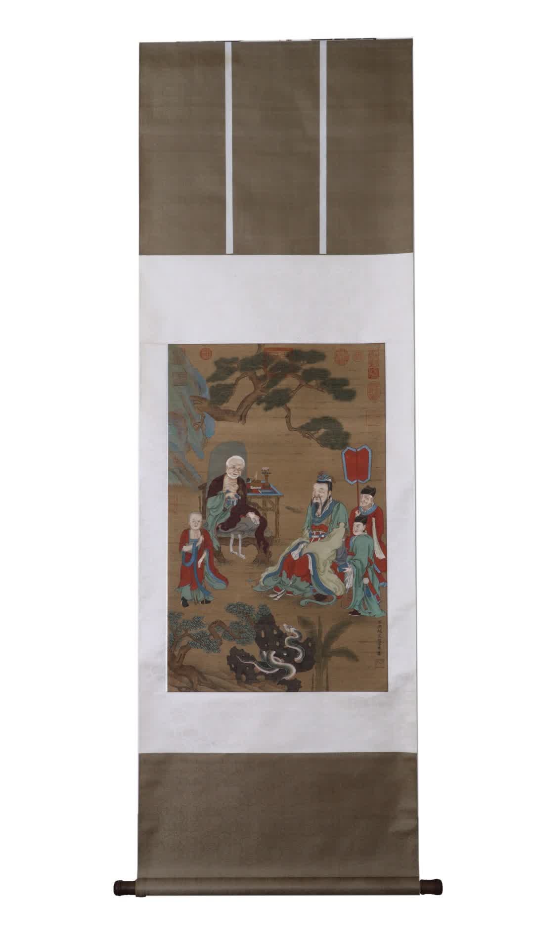 A picture of Zhao Mengfu's Emperor Wu of Liang seeking the law: Zhao Mengfu's Liang Wudi asked for a map SIZE: Painting Core80x50cm (The Dimensions Of All Batches Are Manually Measured.If You Need More Detailed Information, Please Contact Our Customer Service Befo