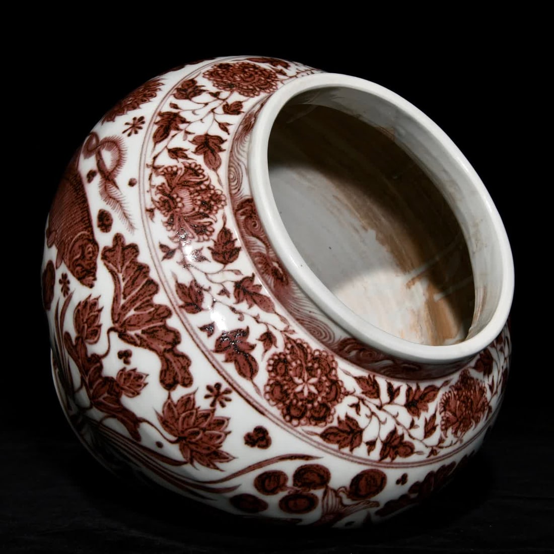 A red fish algae pattern jar in Yuan glaze - 5